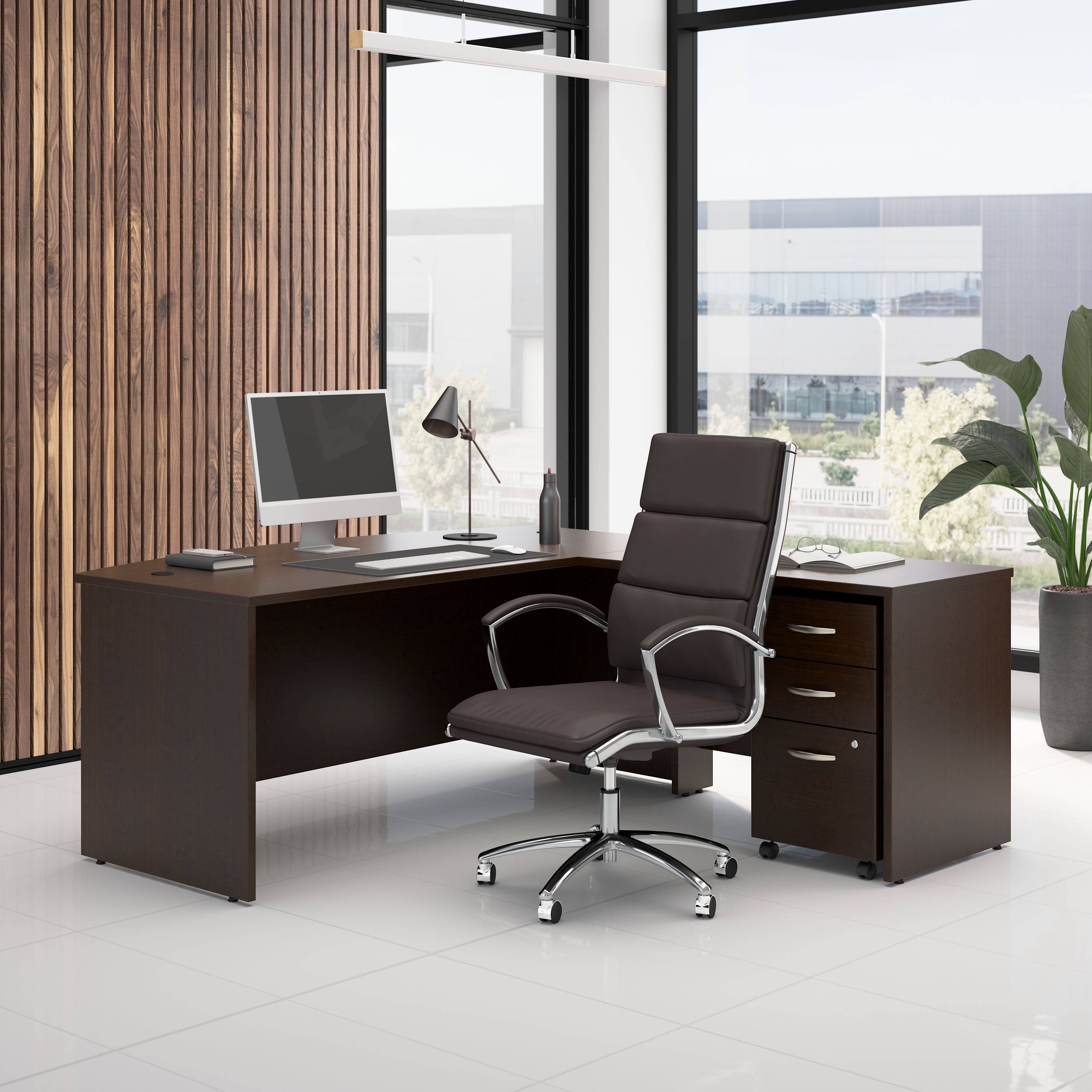 Shop Bush Business Furniture Series C 72W Bow Front L Shaped Desk with 42W Return and Mobile File Cabinet 03 SRC167MRSU #color_mocha cherry