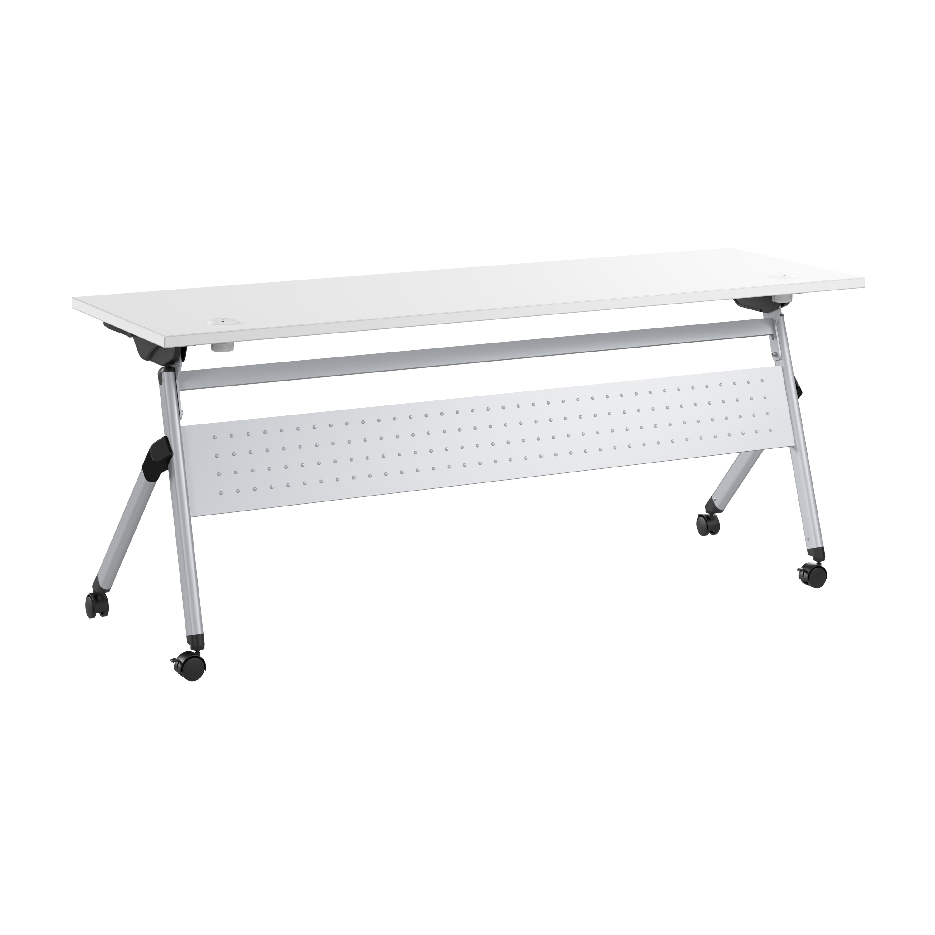 Shop Bush Business Furniture Envision 72W Folding Training Table with Powered Grommets 02 NVS010WH #color_white/cool gray metallic