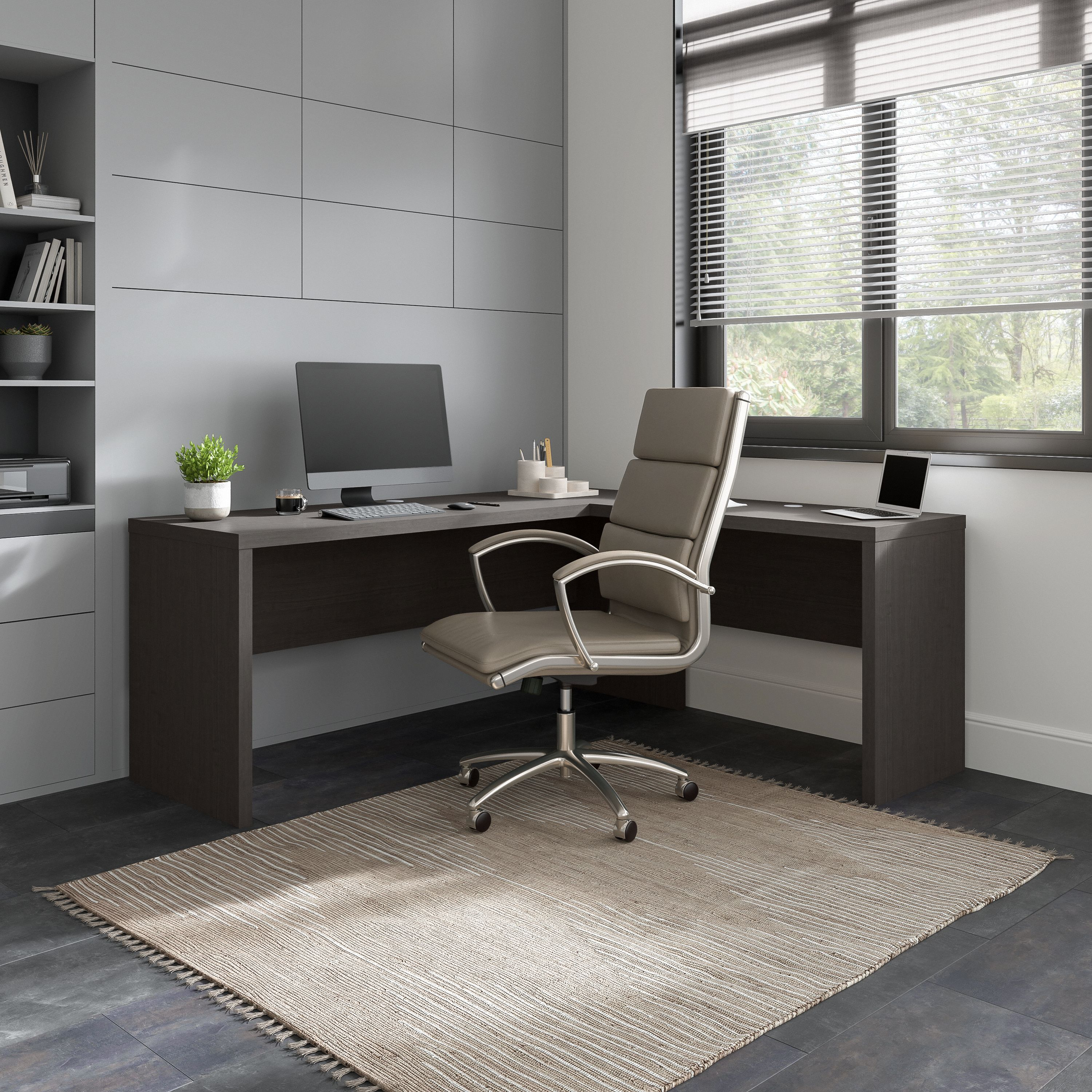 Shop Bush Business Furniture Echo 72W L Shaped Computer Desk 01 ECH054CM #color_charcoal maple