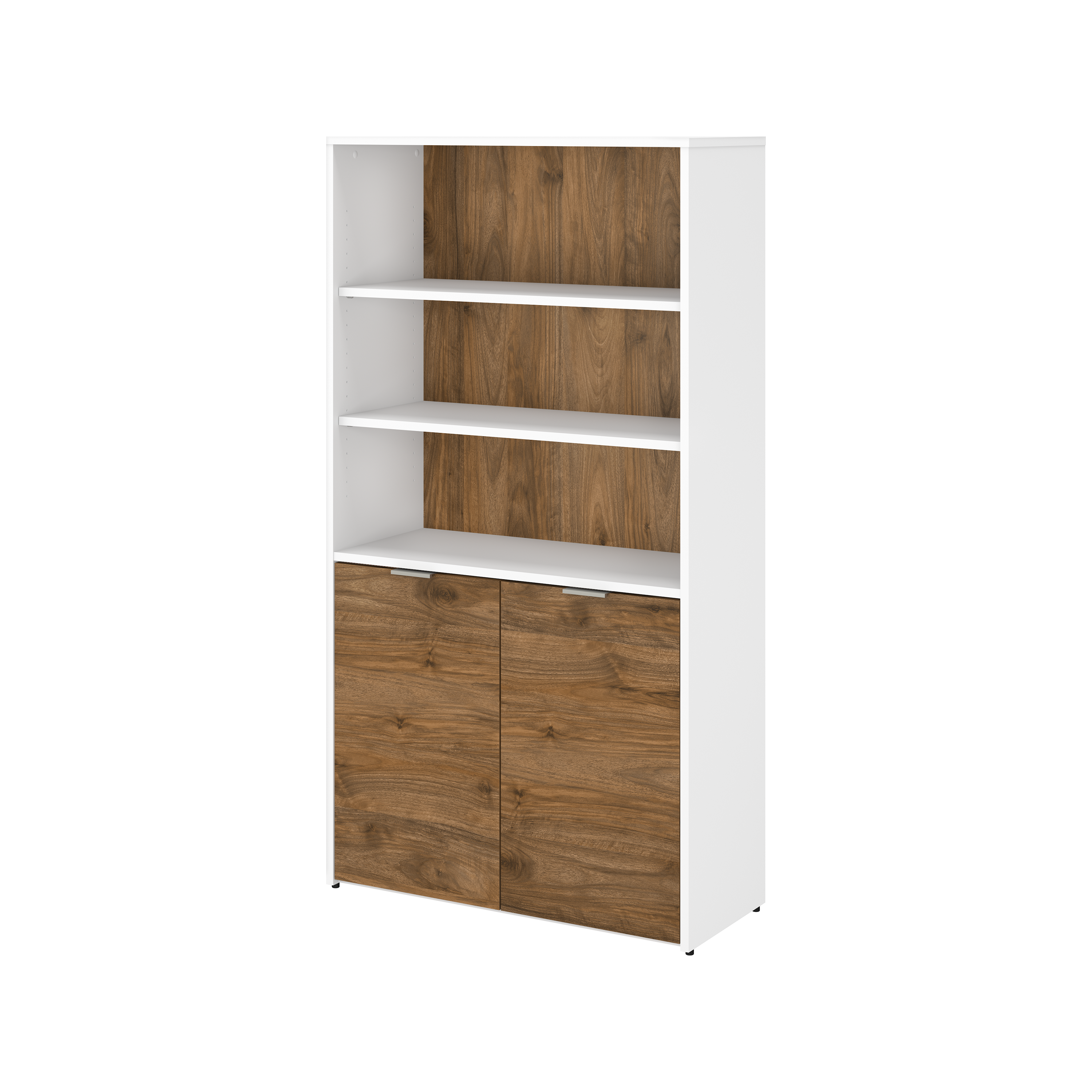 Shop Bush Business Furniture Jamestown 5 Shelf Bookcase with Doors 02 JTB136FWWH #color_fresh walnut/white