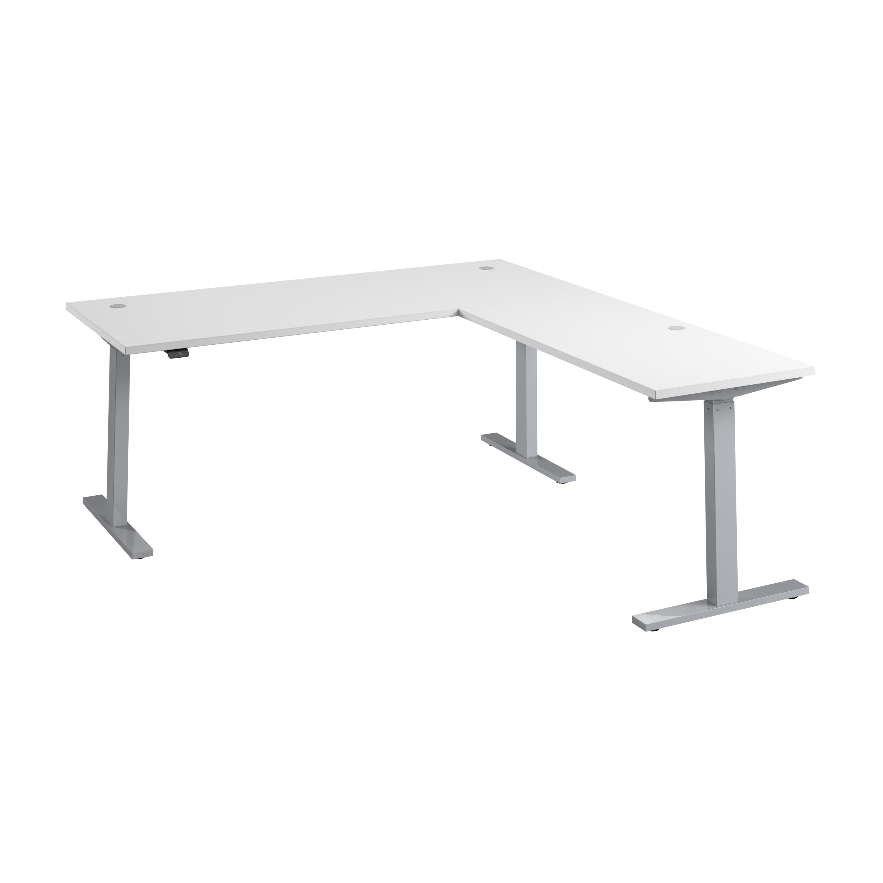 Shop Bush Business Furniture Move 60 Series 72W Height Adjustable L Shaped Standing Desk 02 M6SL7278WHSK #color_white/cool gray metallic