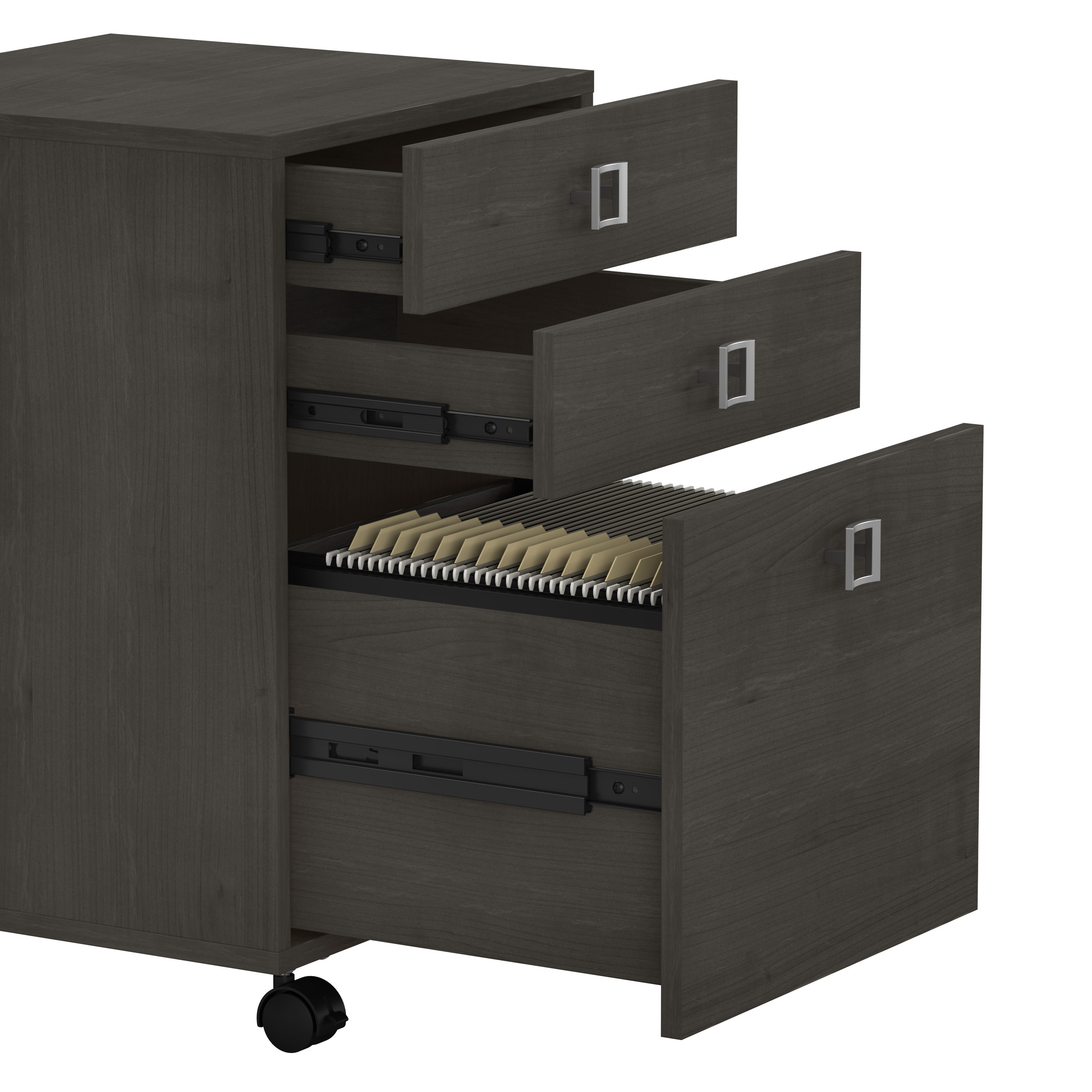 Shop Bush Business Furniture Echo L Shaped Desk with Mobile File Cabinet 07 ECH008CM #color_charcoal maple