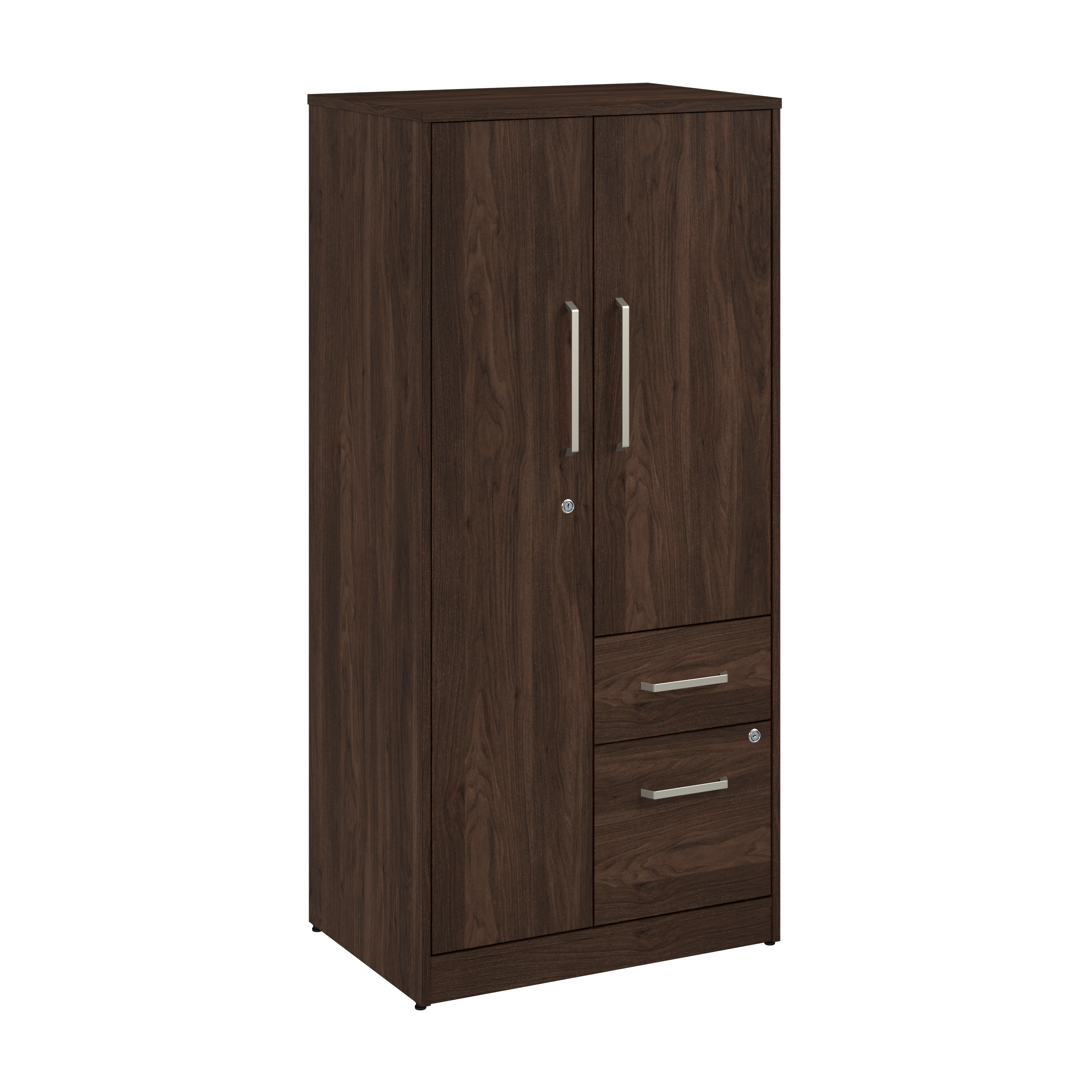 Shop Bush Business Furniture Vista Wardrobe Cabinet with Drawers 02 VSS130BWK #color_black walnut