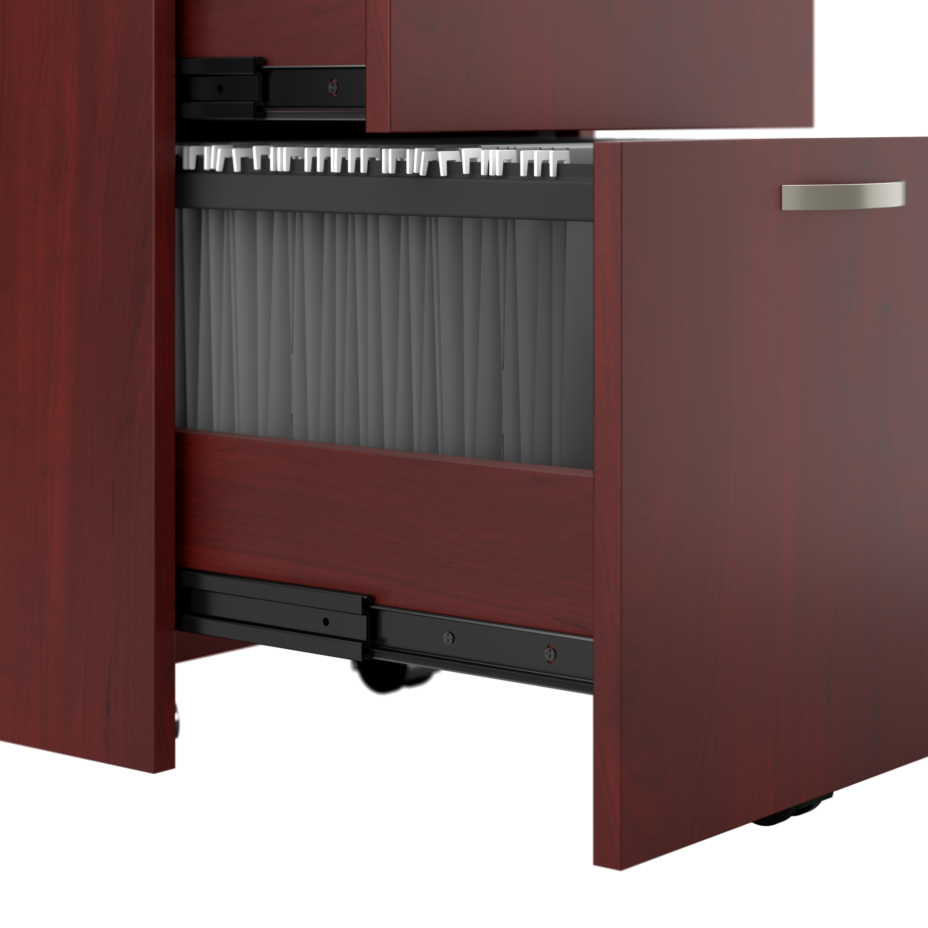 Shop Bush Business Furniture Office in an Hour 65W L Shaped Cubicle Desk with Storage, Drawers, and Organizers 07 WC36494-03STGK #color_hansen cherry