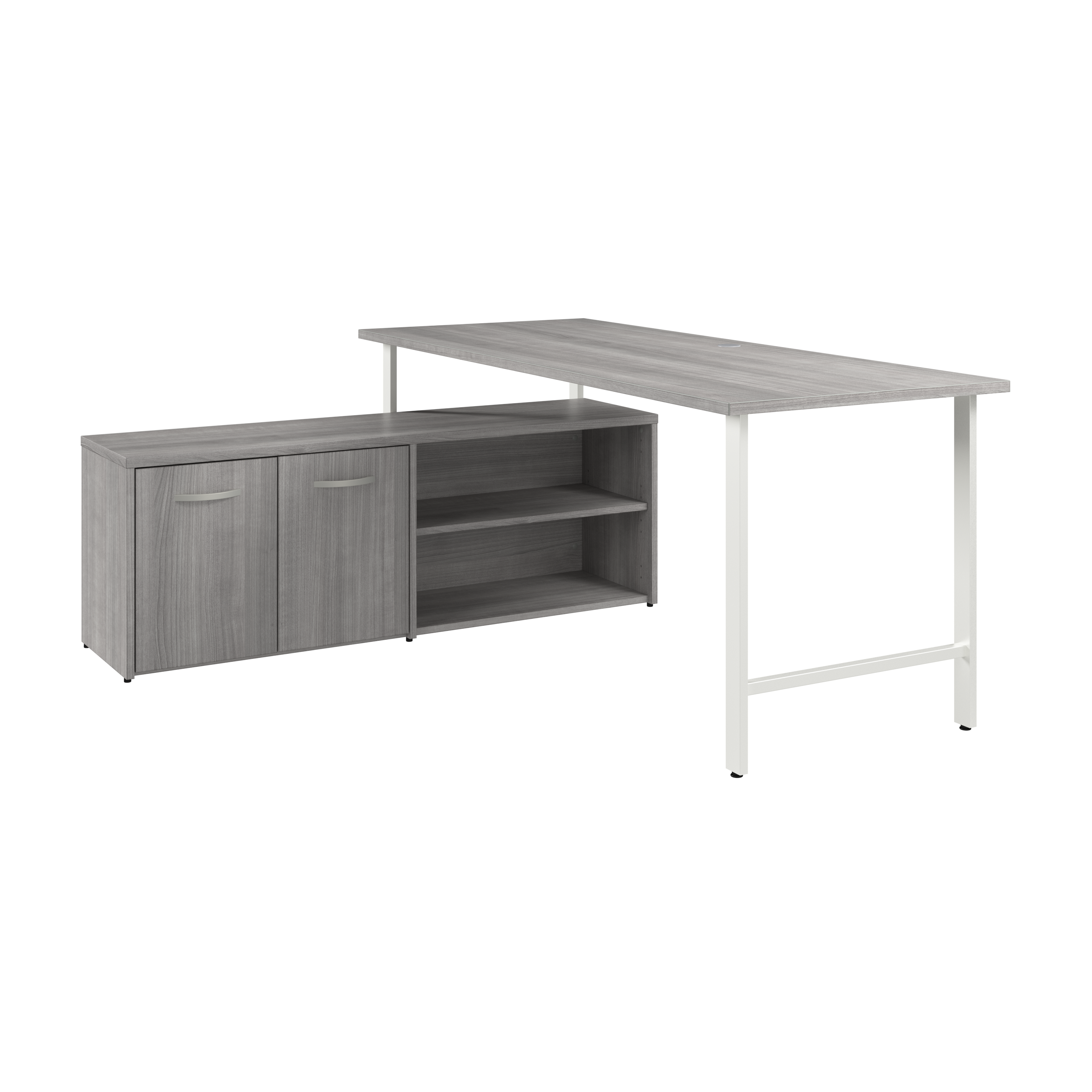 Shop Bush Business Furniture Hustle 72W x 30D Computer Desk and Low Storage Cabinet with Doors and Shelves 02 HUS012PG #color_platinum gray