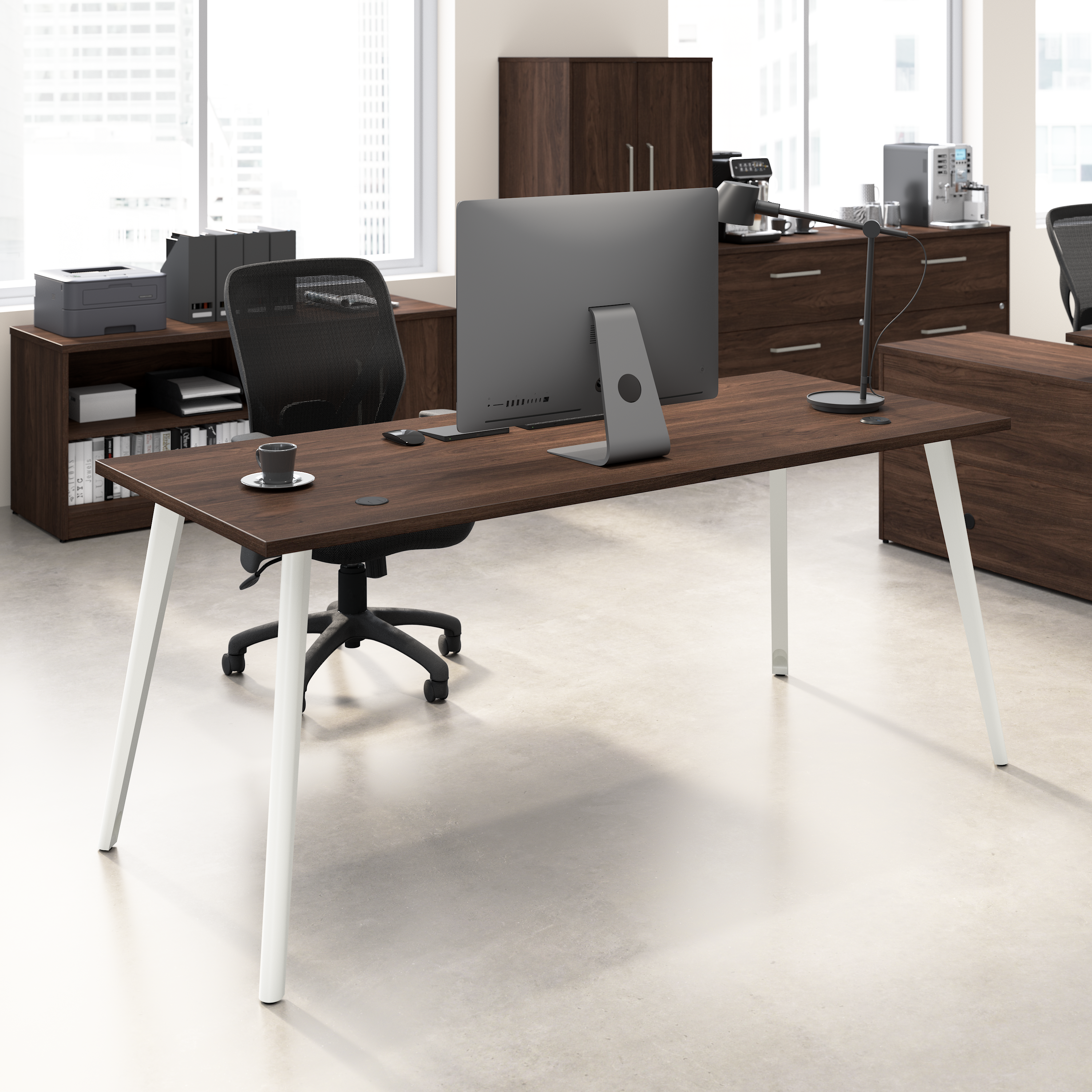 Shop Bush Business Furniture Vista 72W x 30D Computer Desk with Splayed Metal Legs 01 VSD172BW #color_black walnut