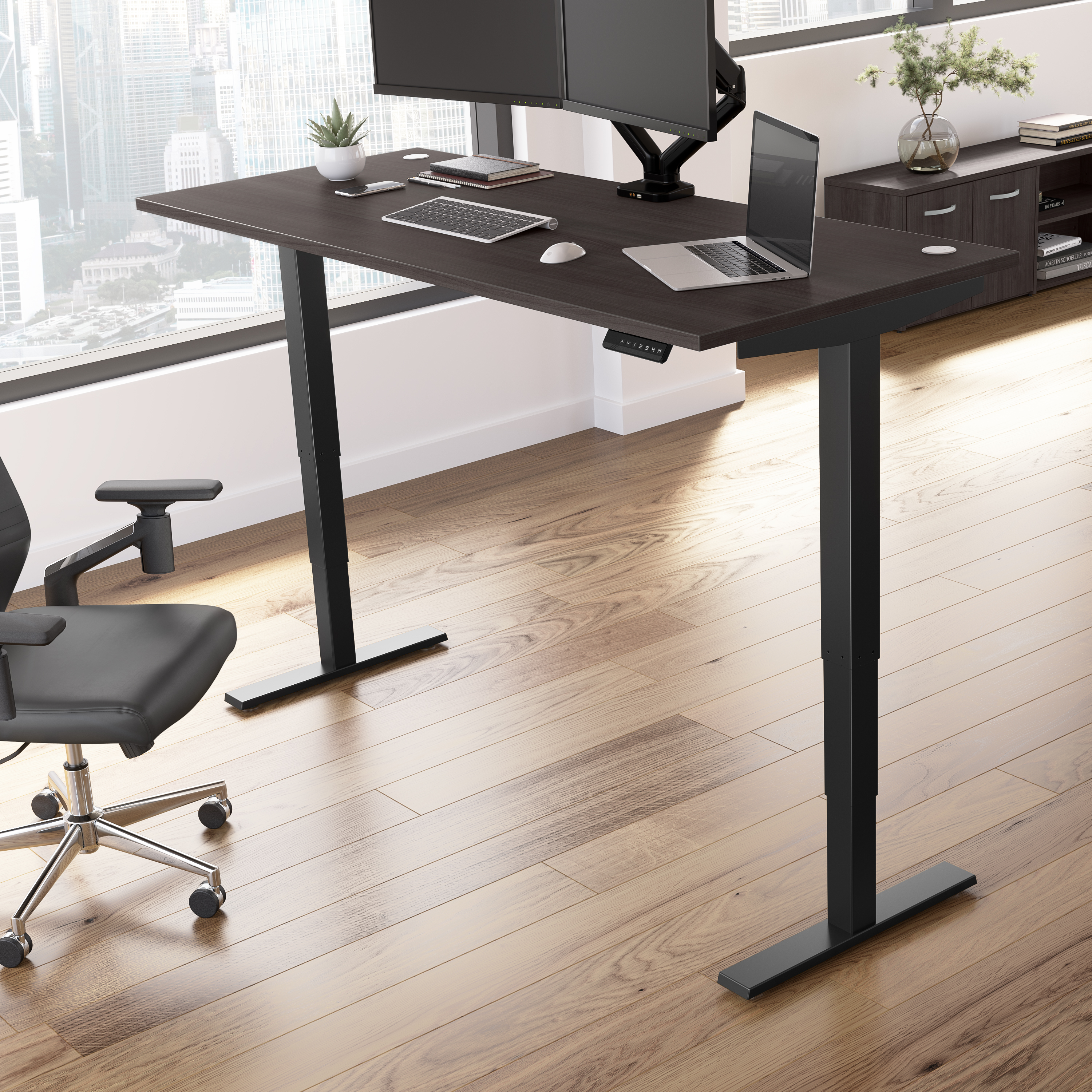 Shop Move 40 Series by Bush Business Furniture 72W x 30D Electric Height Adjustable Standing Desk 01 M4S7230SGBK #color_storm gray/black powder coat