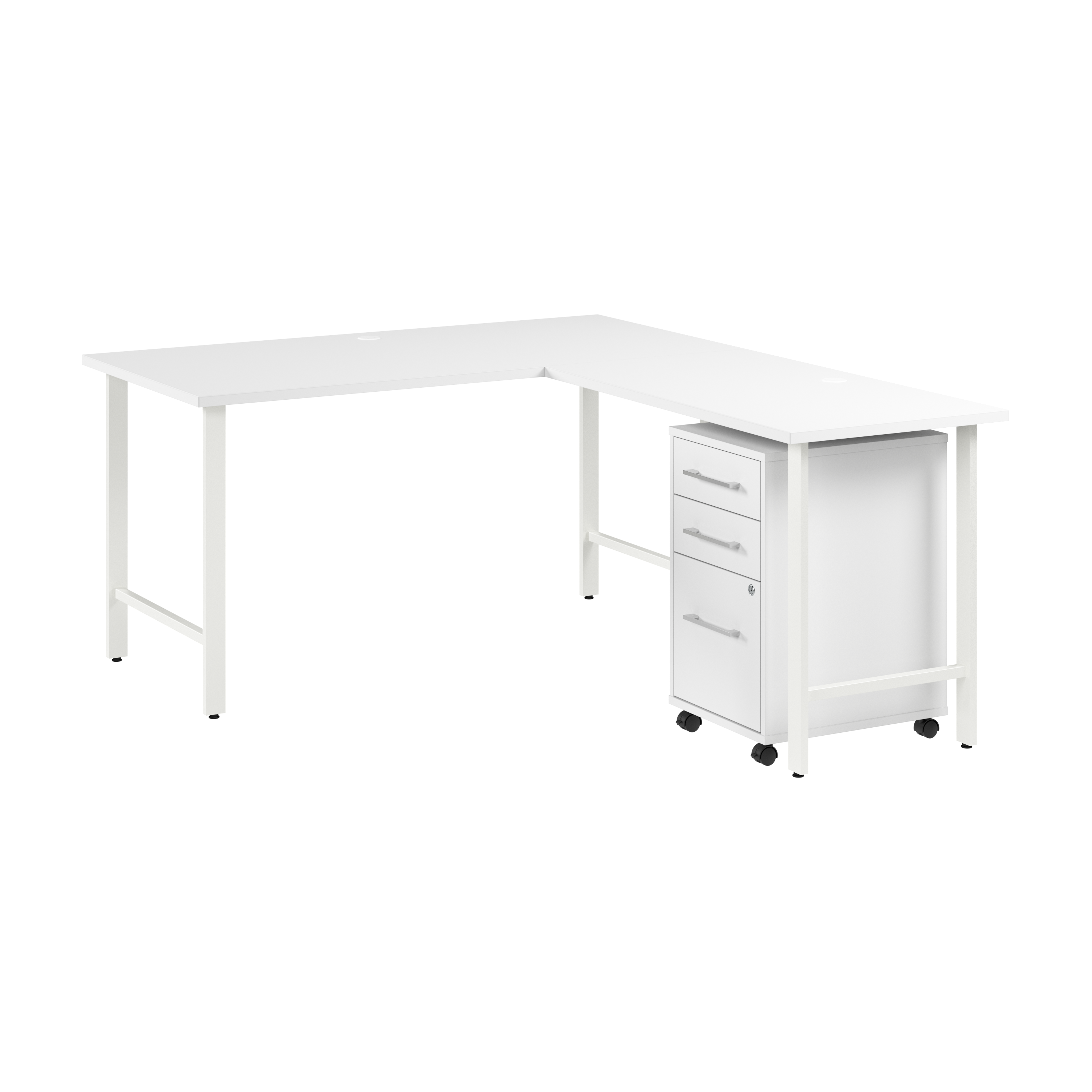 Shop Bush Business Furniture Hustle 60W x 30D L Shaped Computer Desk with 3 Drawer Mobile File Cabinet 02 HUS006WH #color_white