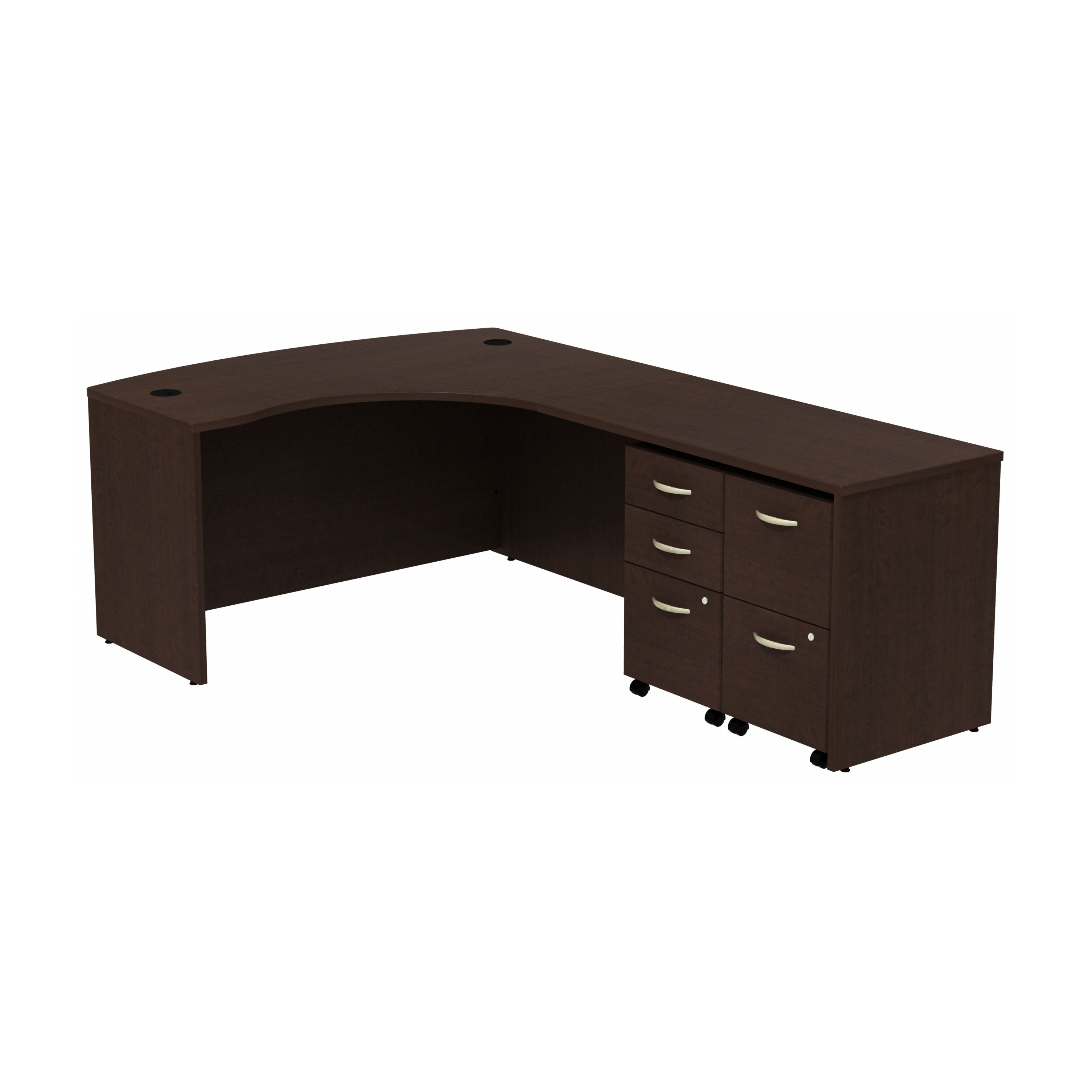 Shop Bush Business Furniture Series C Bow Front Right Handed L Shaped Desk with 2 Mobile Pedestals 02 SRC034MRRSU #color_mocha cherry