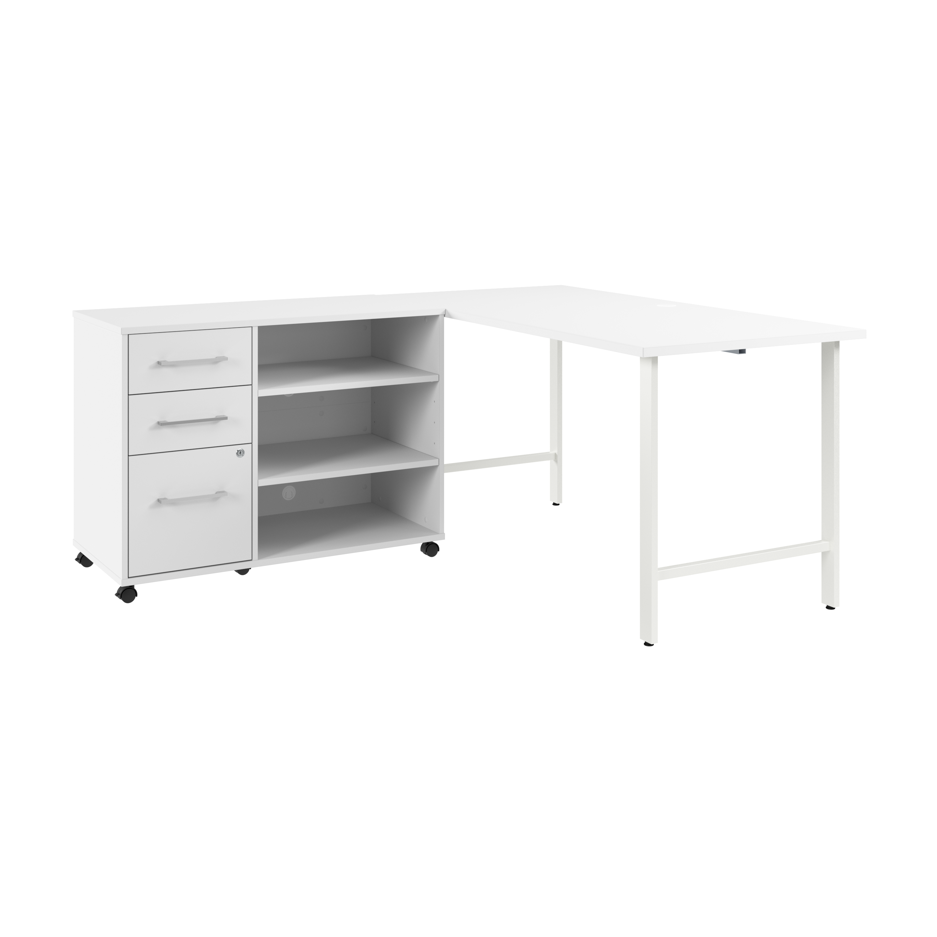 Shop Bush Business Furniture Hustle 60W x 30D Computer Desk and Storage Cabinet with Drawers and Shelves 02 HUS009WH #color_white