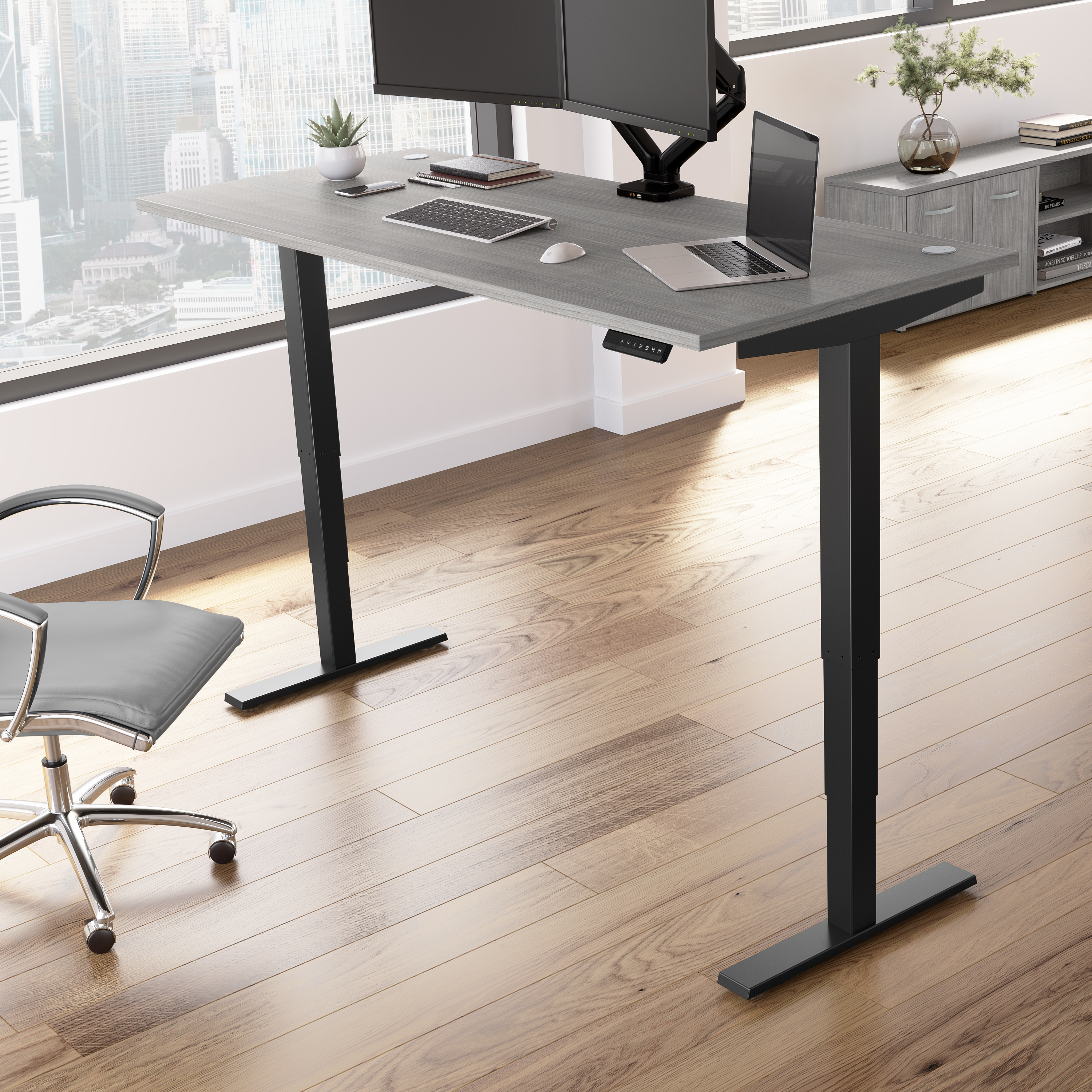 Shop Move 40 Series by Bush Business Furniture 72W x 30D Electric Height Adjustable Standing Desk 01 M4S7230PGBK #color_platinum gray/black powder coat