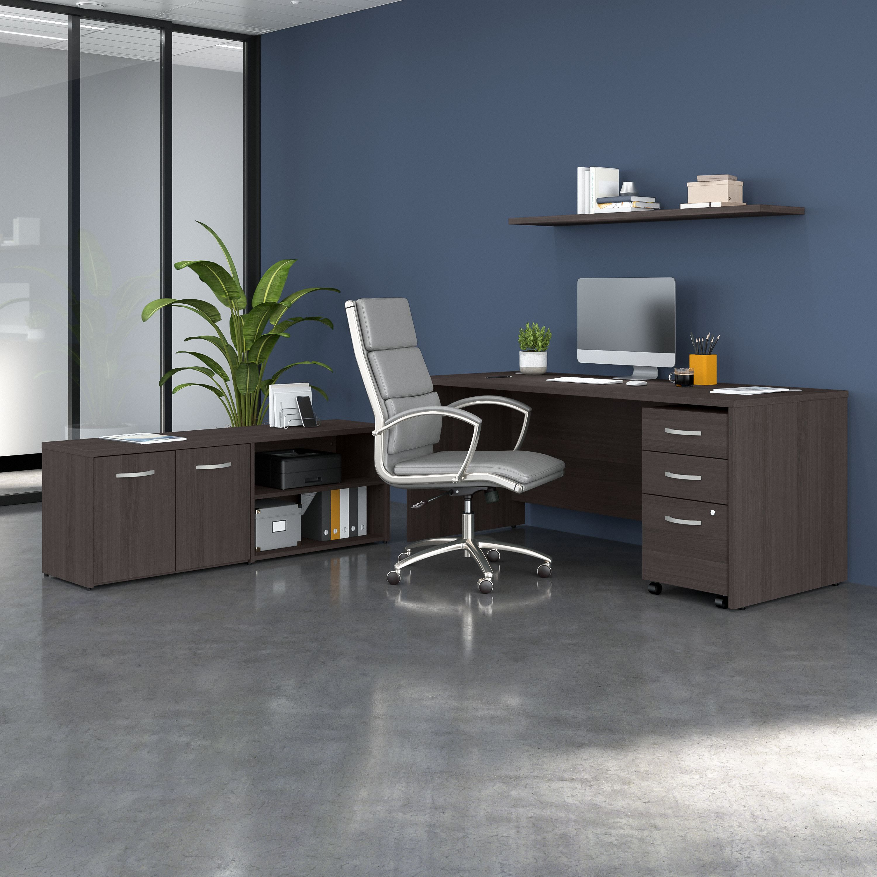 Shop Bush Business Furniture Studio C 72W x 30D Office Desk with Storage Return and Mobile File Cabinet 01 STC048SGSU #color_storm gray