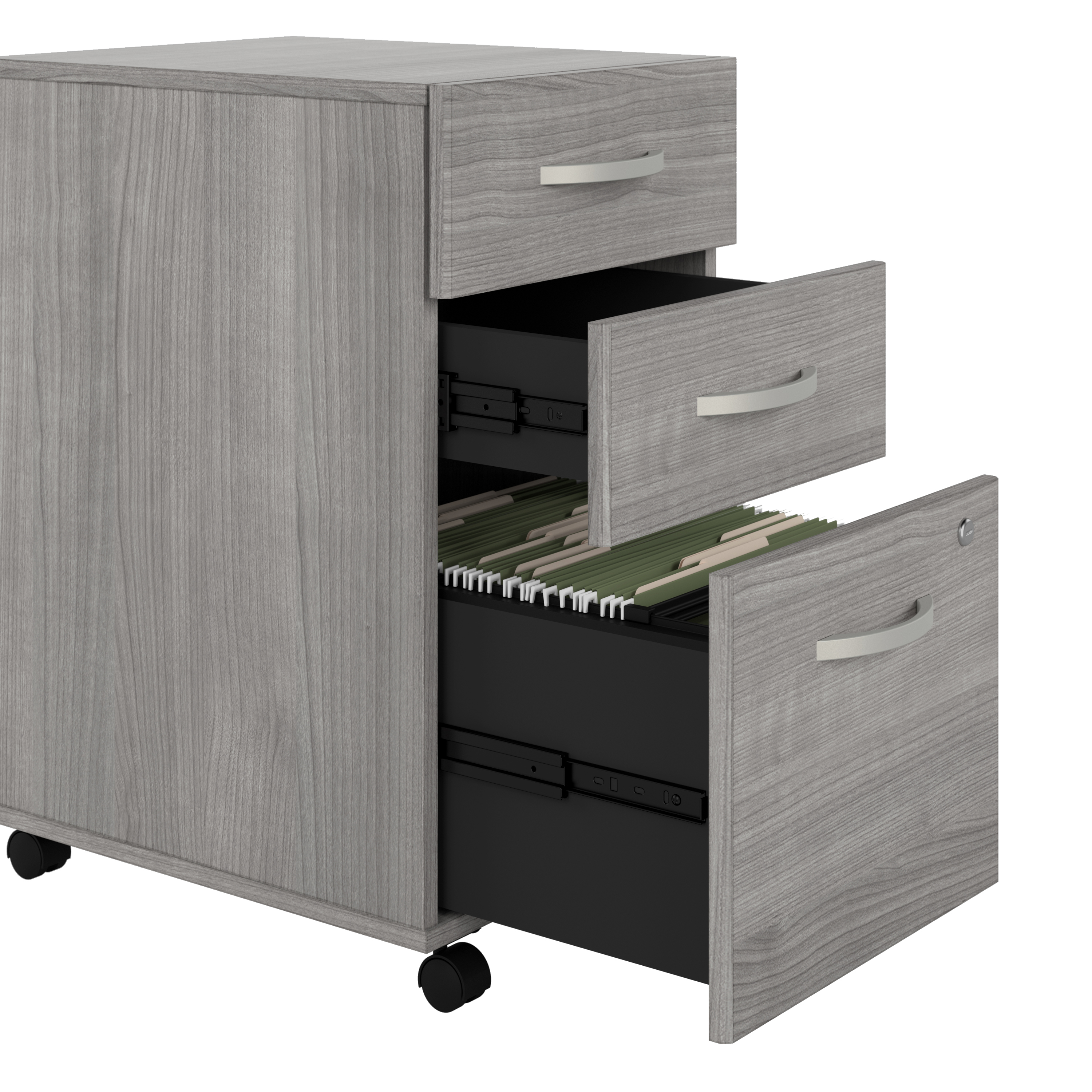 Shop Bush Business Furniture Studio C 60W x 30D L Shaped Desk with Mobile File Cabinet and 42W Return 07 STC008PGSU #color_platinum gray