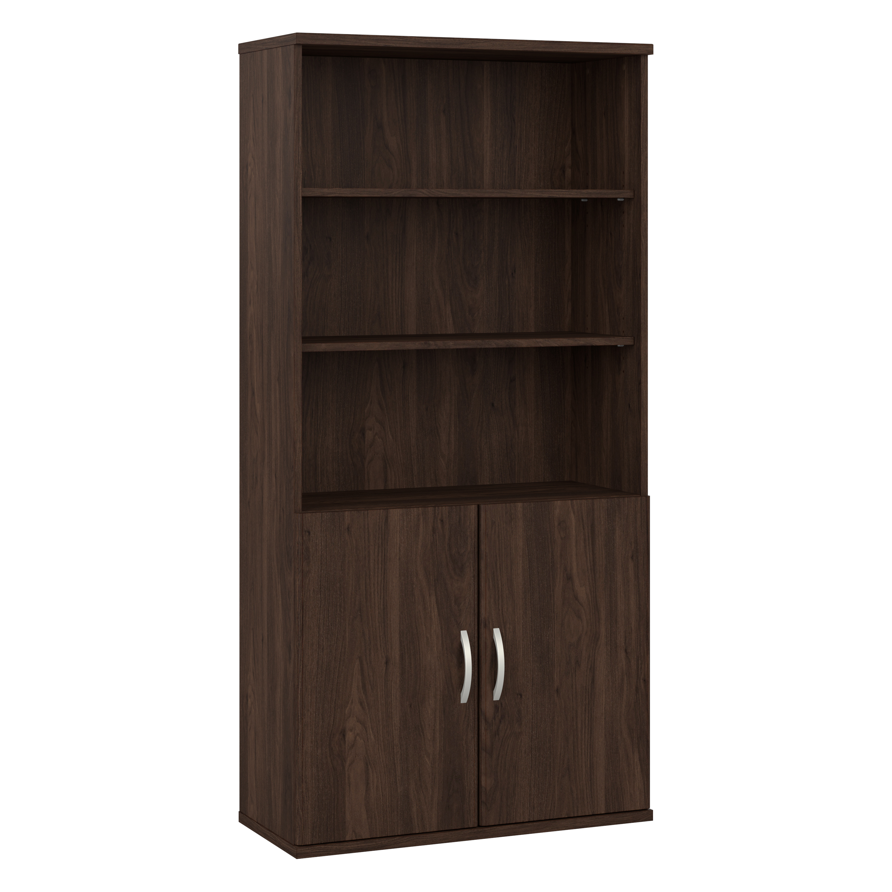 Shop Bush Business Furniture Hybrid Tall 5 Shelf Bookcase with Doors 02 HYB024BW #color_black walnut