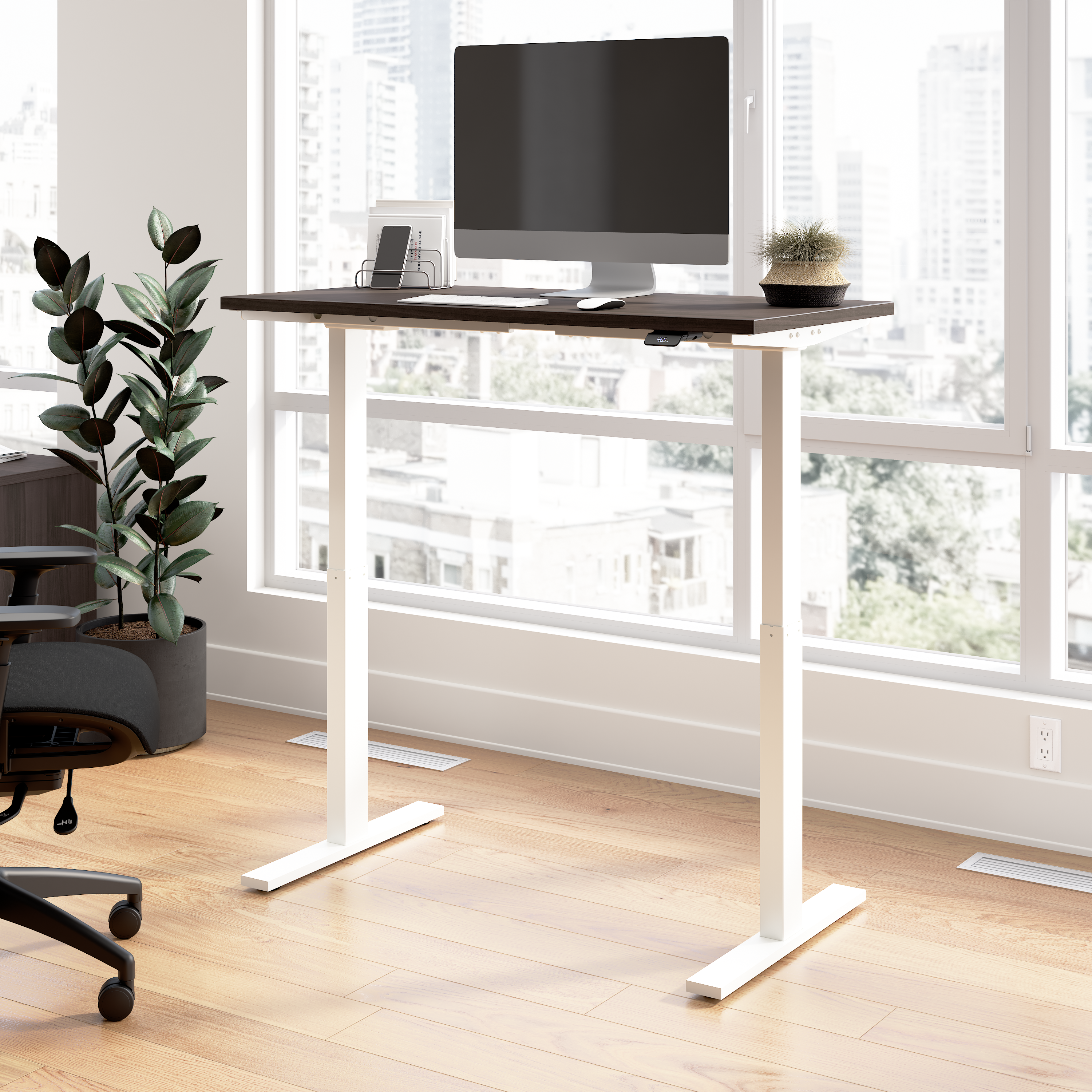 Shop Bush Business Furniture Move 60 Series 48W x 24D Electric Height Adjustable Standing Desk 01 M6S4824SGWK #color_storm gray/white powder coat