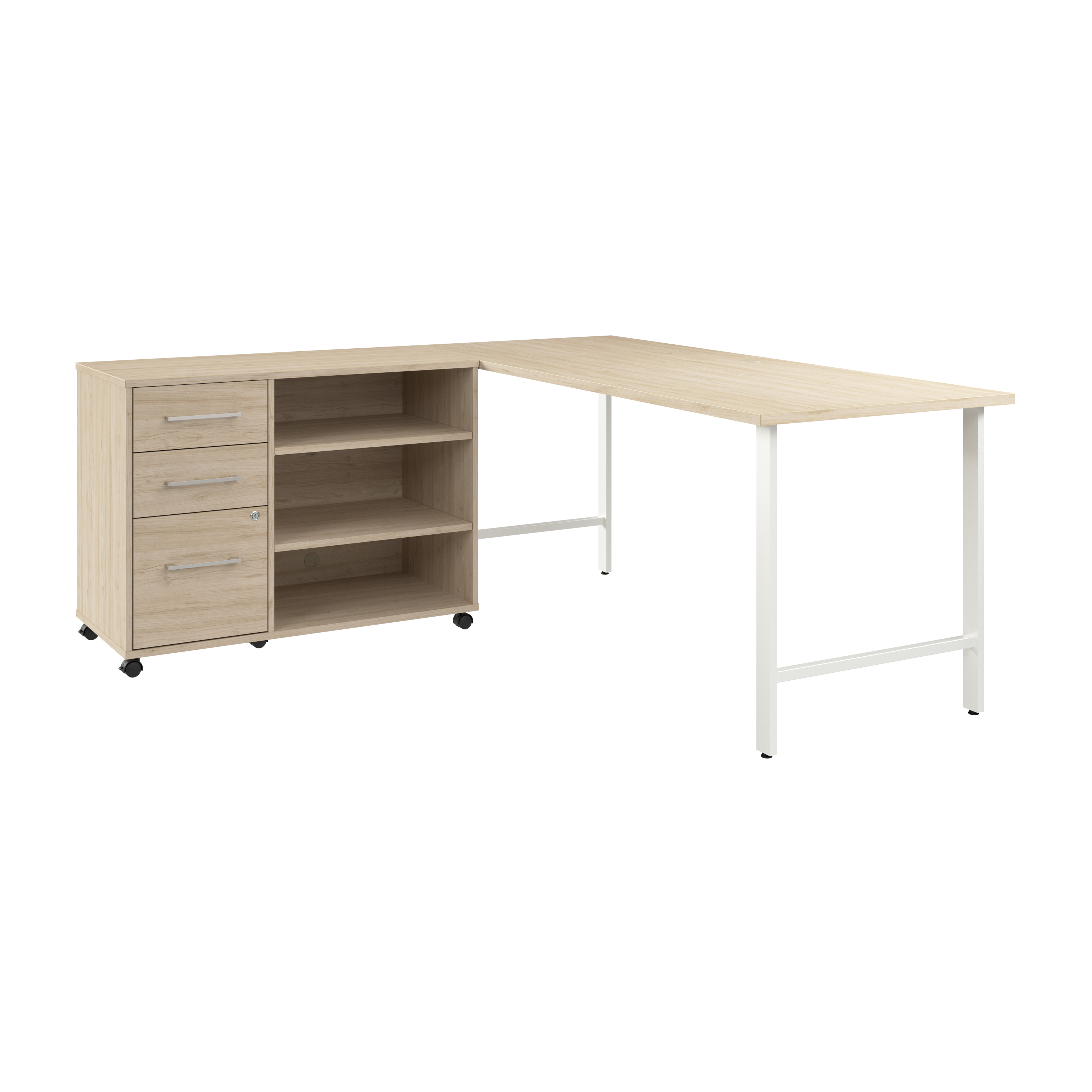 Shop Bush Business Furniture Hustle 72W x 30D Computer Desk and Storage Cabinet with Drawers and Shelves 02 HUS010NE #color_natural elm