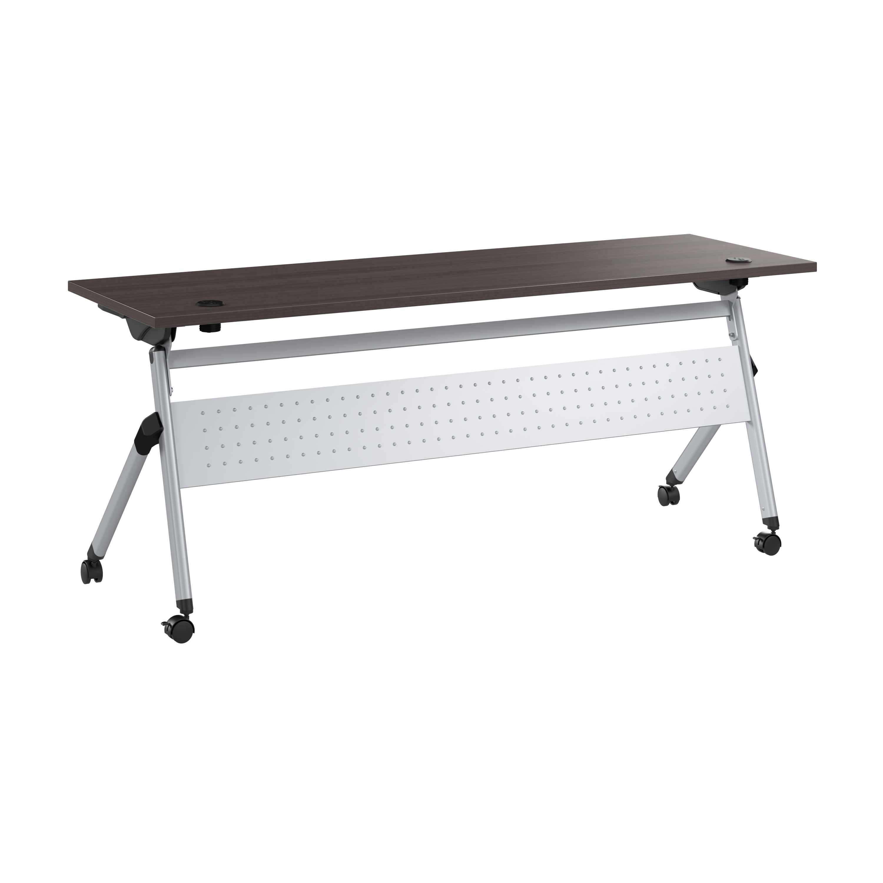 Shop Bush Business Furniture Envision 72W Folding Training Table with Powered Grommets 02 NVS010SG #color_storm gray/cool gray metallic