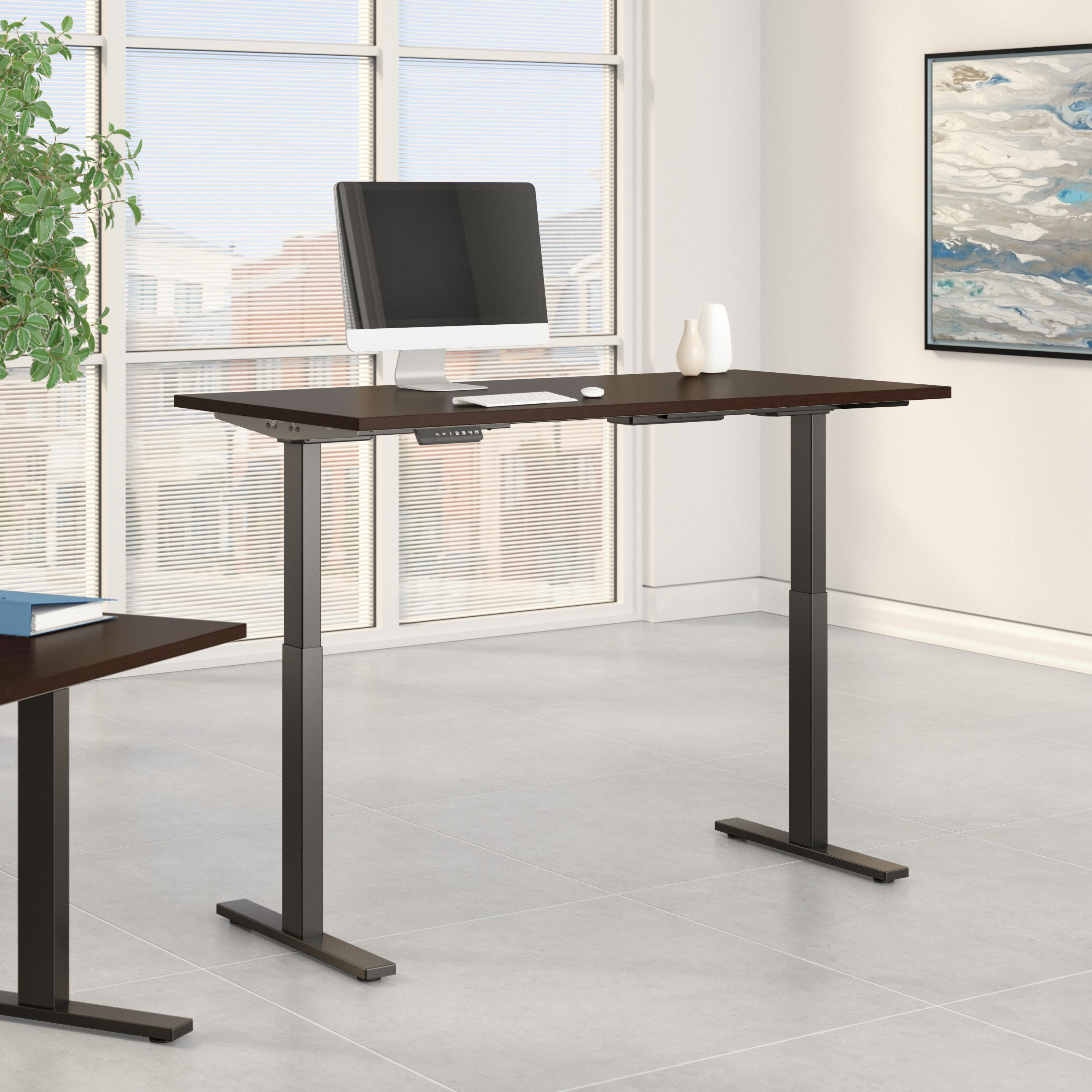 Shop Move 60 Series by Bush Business Furniture 72W x 30D Height Adjustable Standing Desk 01 M6S7230MRBK #color_mocha cherry/black powder coat