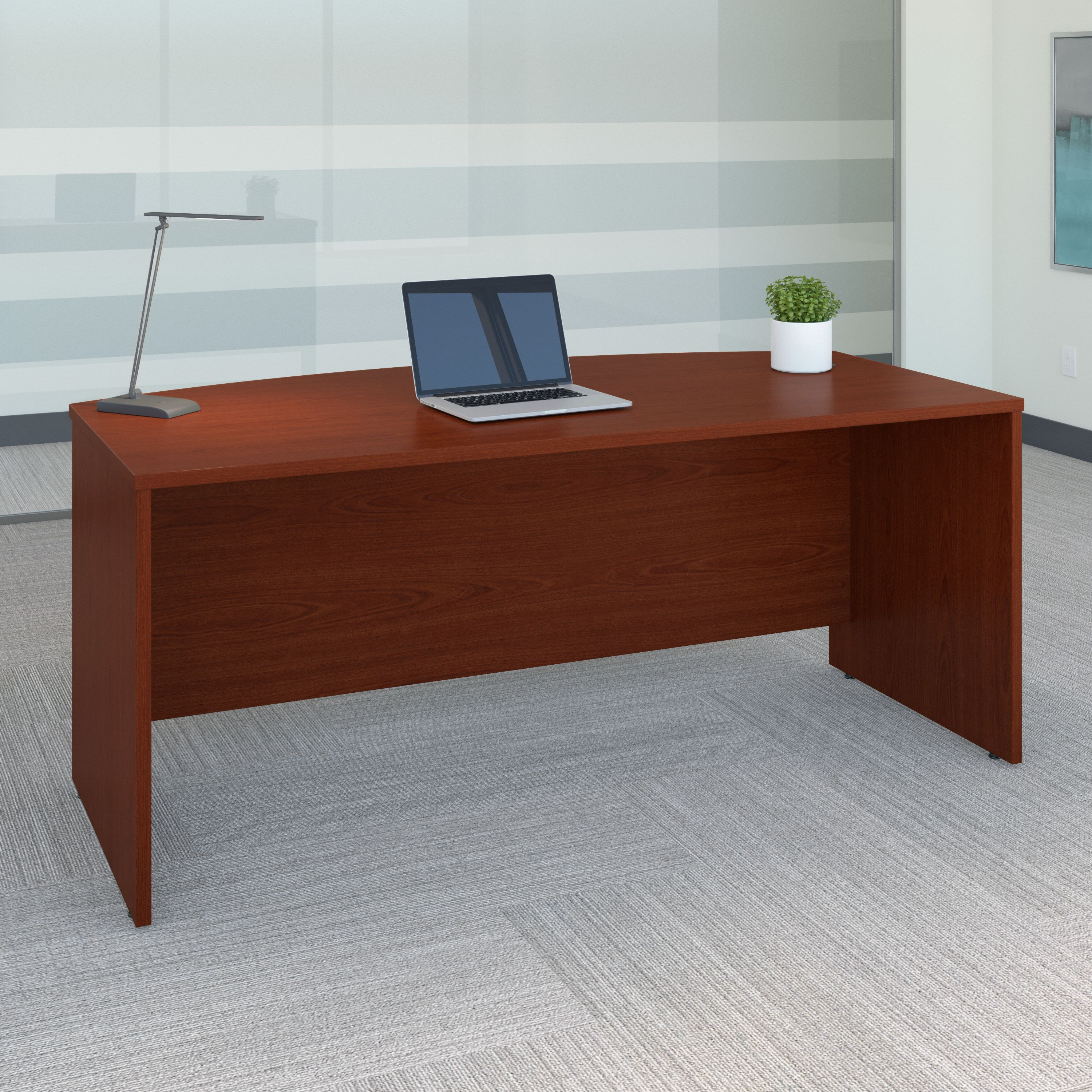 Shop Bush Business Furniture Series C 72W x 36D Bow Front Desk 01 WC36746 #color_mahogany