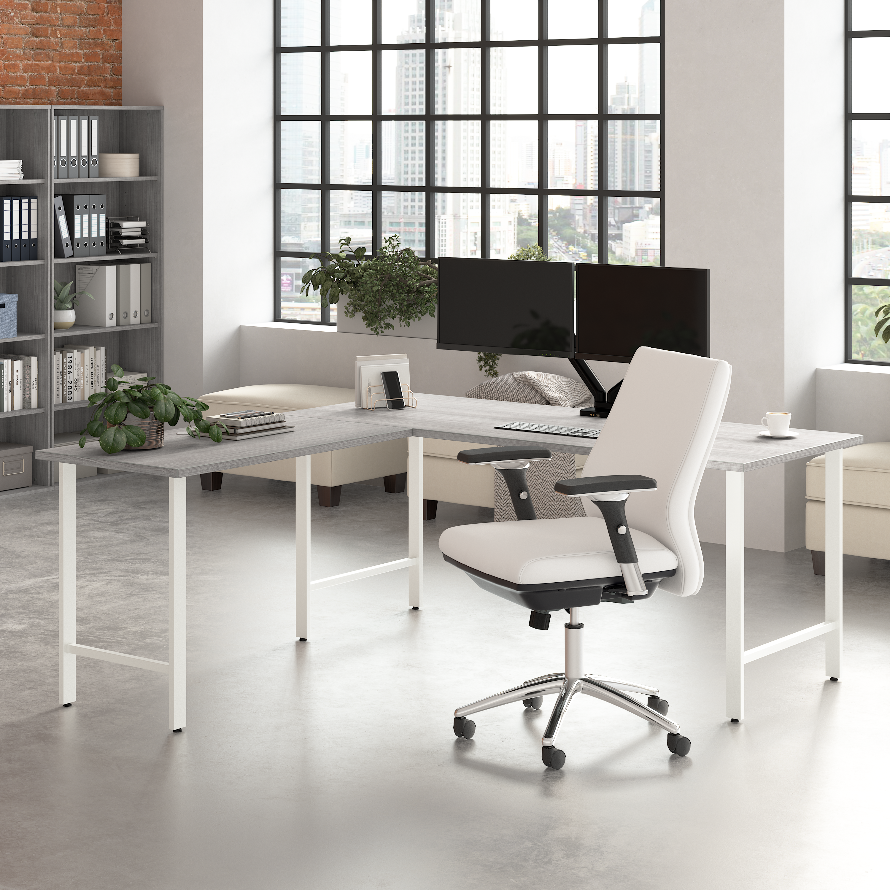 Shop Bush Business Furniture Hustle 72W x 30D Computer Desk with Metal Legs 05 HUD272PG #color_platinum gray