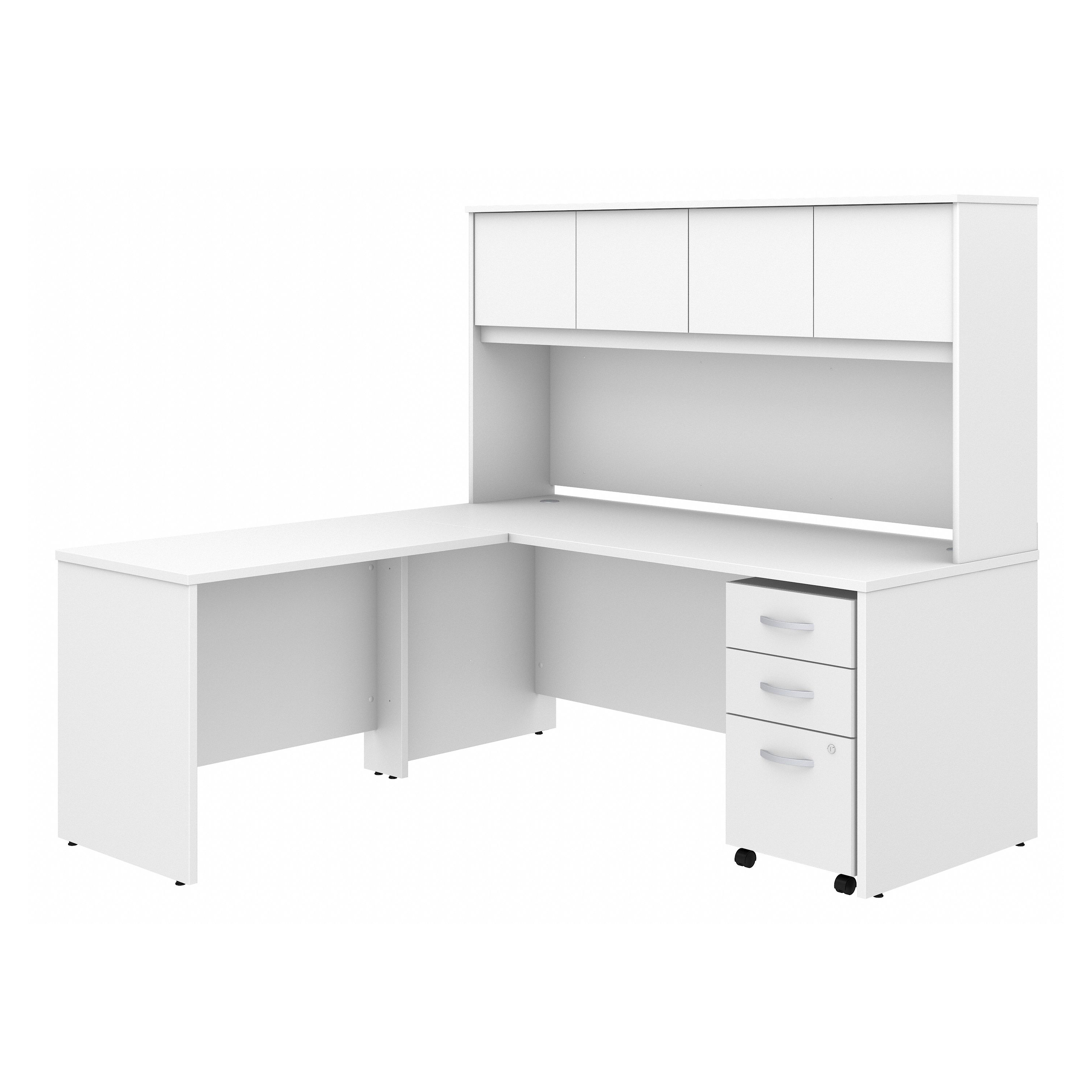 Shop Bush Business Furniture Studio C 72W x 30D L Shaped Desk with Hutch, Mobile File Cabinet and 42W Return 02 STC006WHSU #color_white