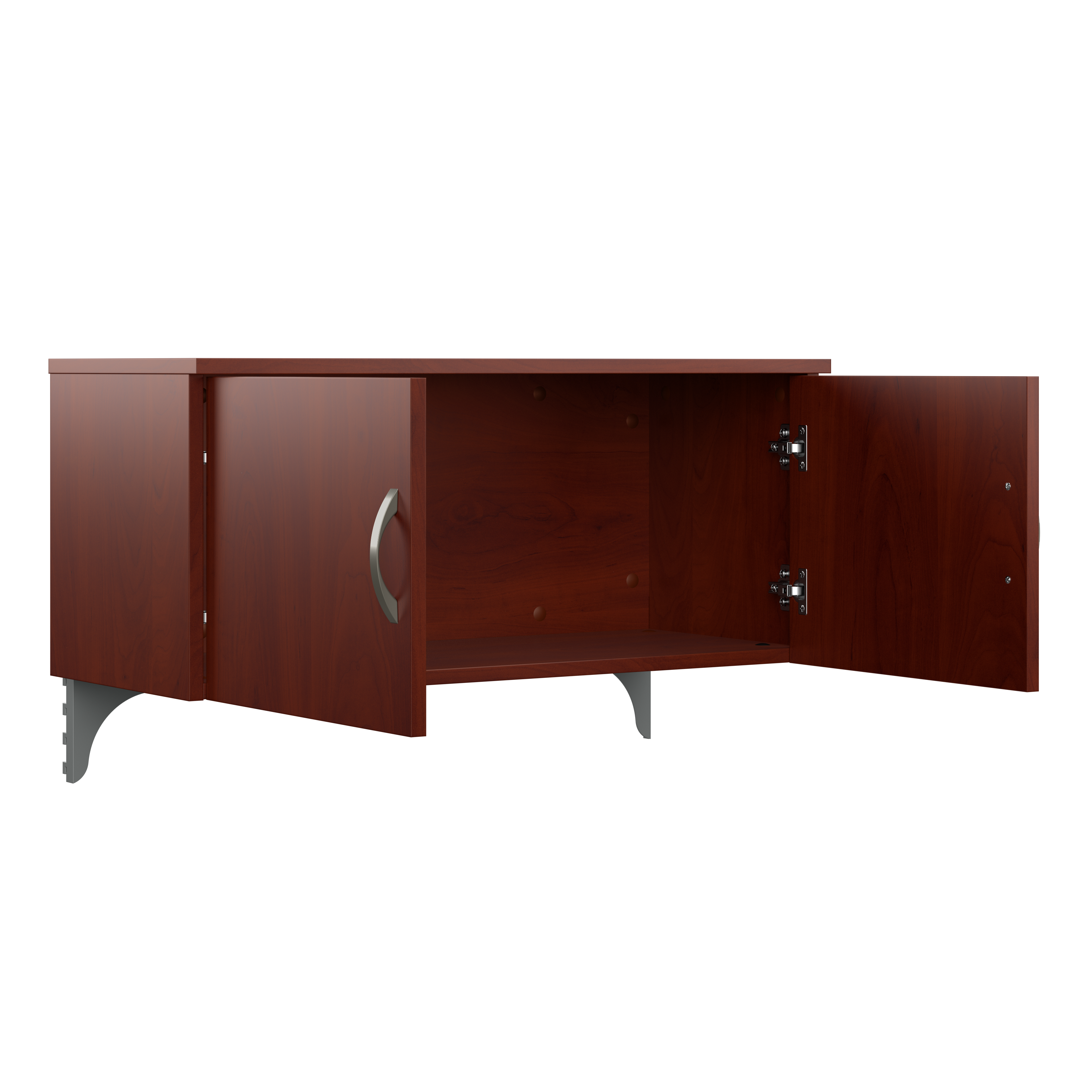 Shop Bush Business Furniture Office in an Hour 65W L Shaped Cubicle Desk with Storage, Drawers, and Organizers 08 WC36494-03STGK #color_hansen cherry