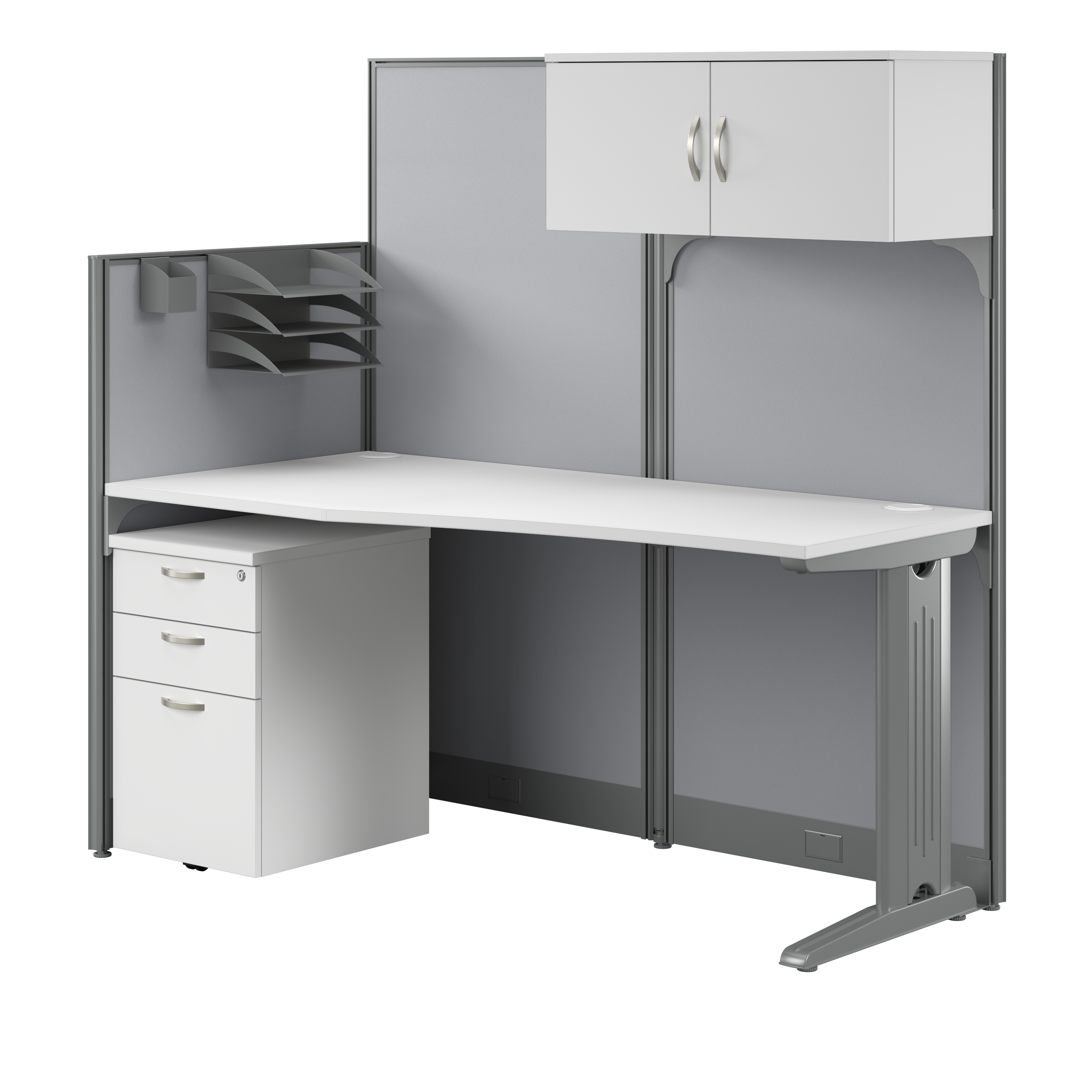 Shop Bush Business Furniture Office in an Hour 65W Straight Cubicle Desk with Storage, Drawers, and Organizers 02 WC36192-03STGK #color_pure white