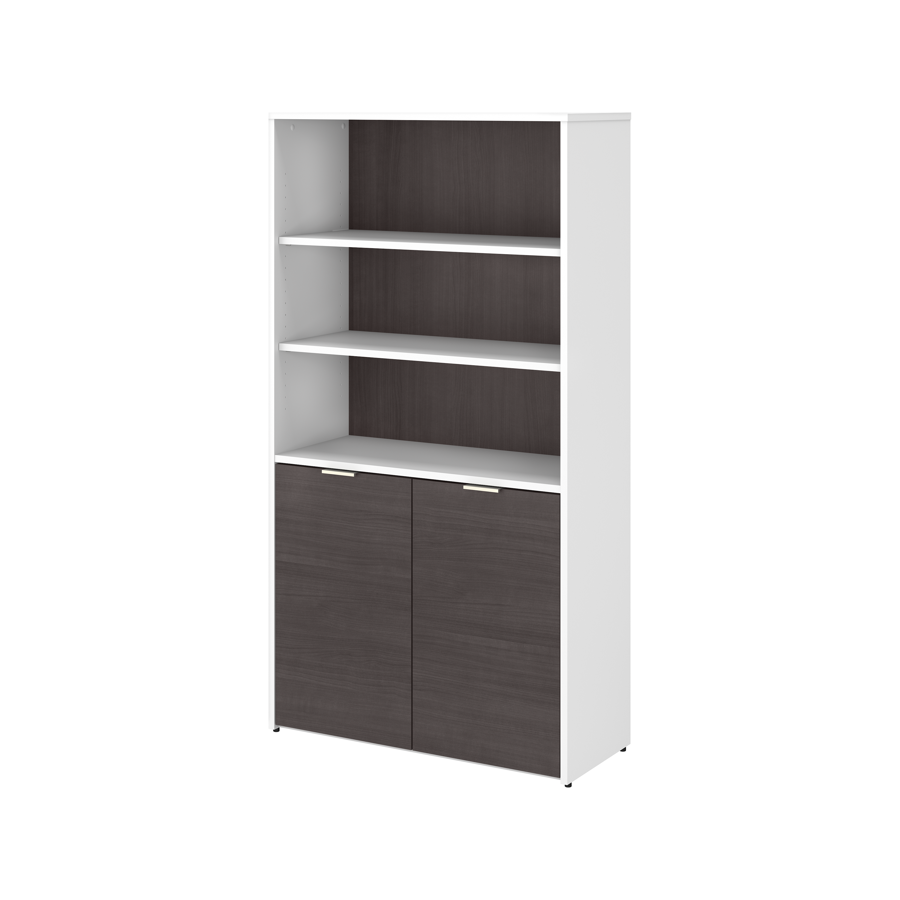 Shop Bush Business Furniture Jamestown 5 Shelf Bookcase with Doors 02 JTB136SGWH #color_storm gray/white