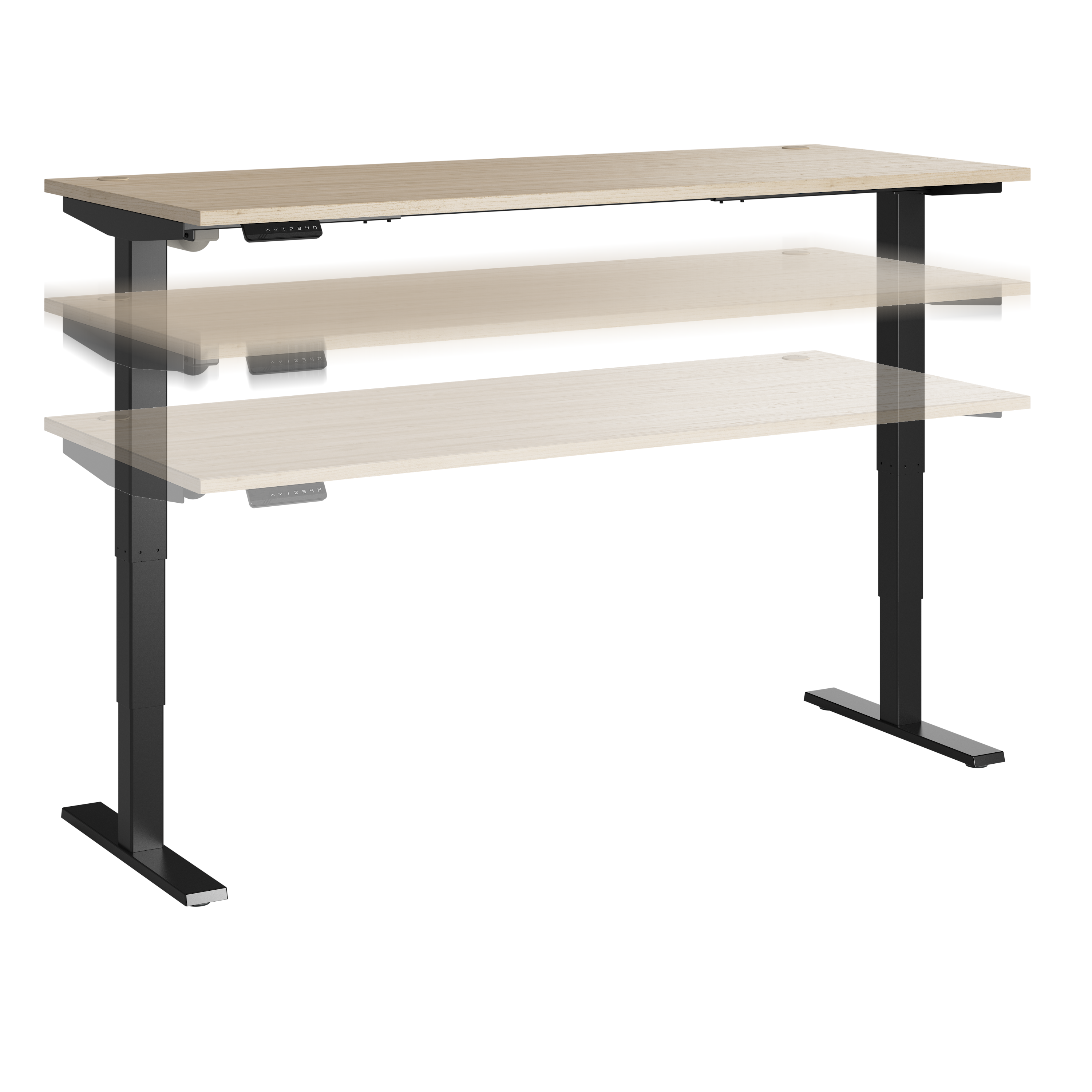 Shop Move 40 Series by Bush Business Furniture 72W x 30D Electric Height Adjustable Standing Desk 02 M4S7230NEBK #color_natural elm/black powder coat