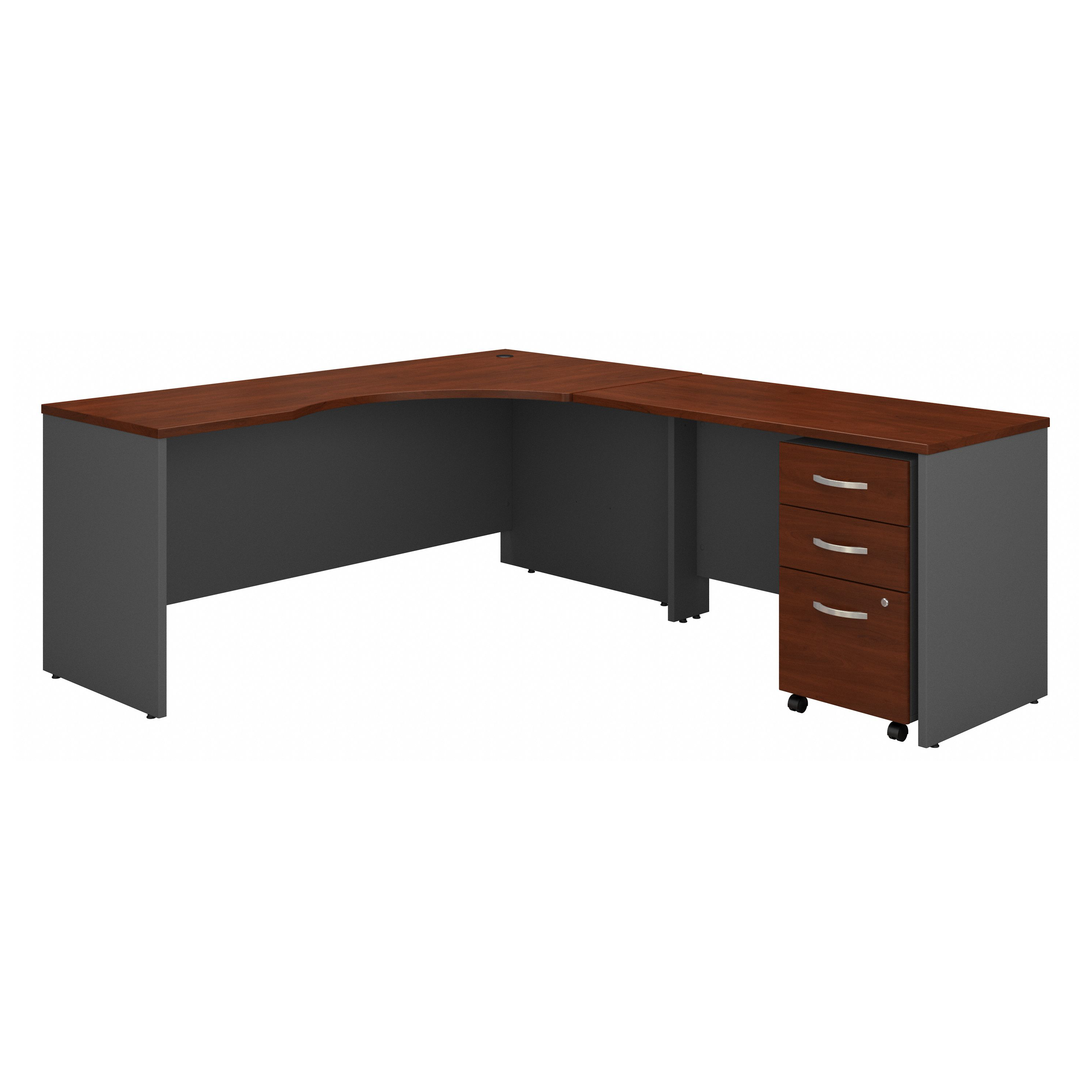 Shop Bush Business Furniture Series C 72W Right Handed Corner Desk with 48W Return and Mobile File Cabinet 02 SRC085HCSU #color_hansen cherry/graphite gray