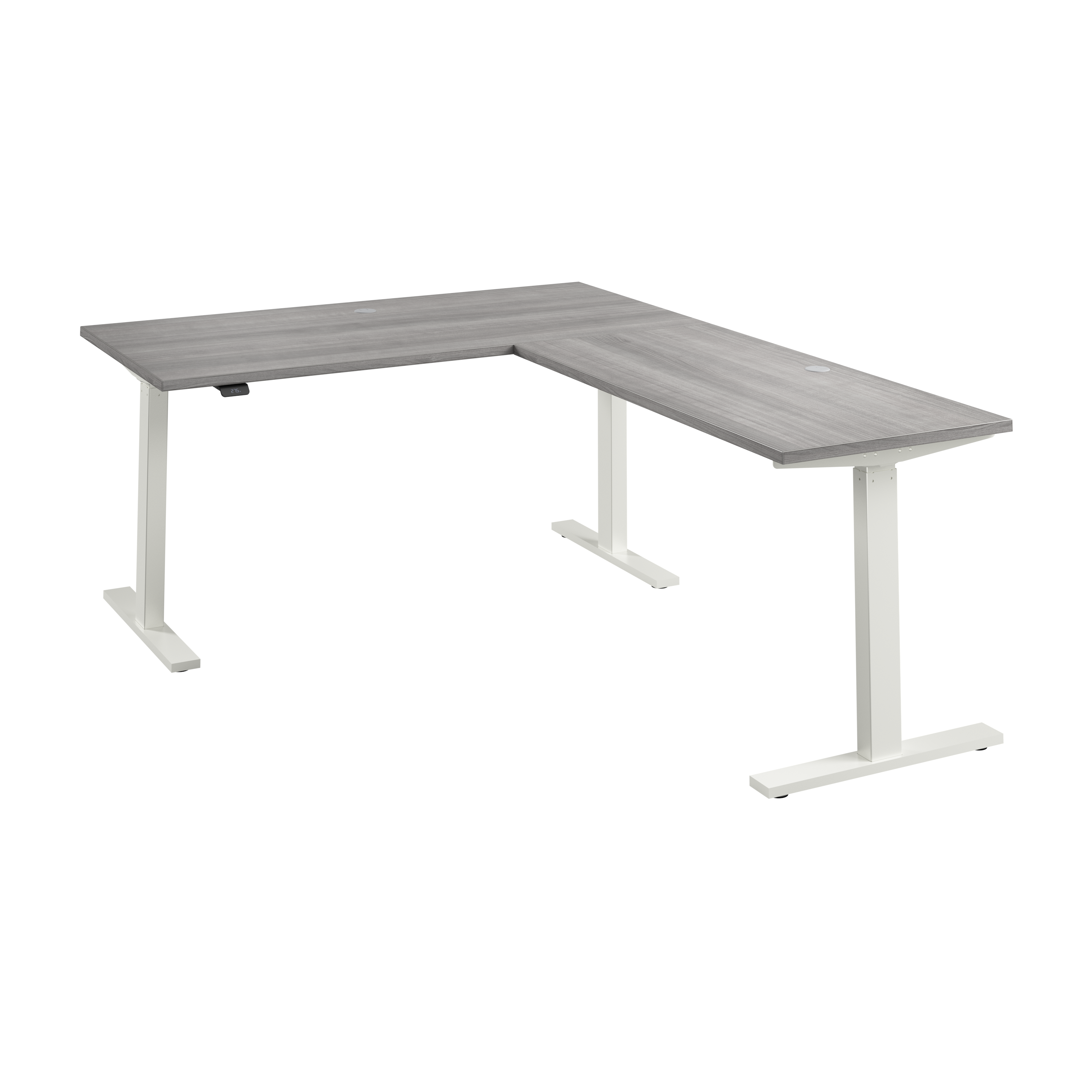 Shop Bush Business Furniture Move 60 Series 60W Height Adjustable L Shaped Standing Desk 02 M6SL6078PGWK #color_platinum gray/white powder coat