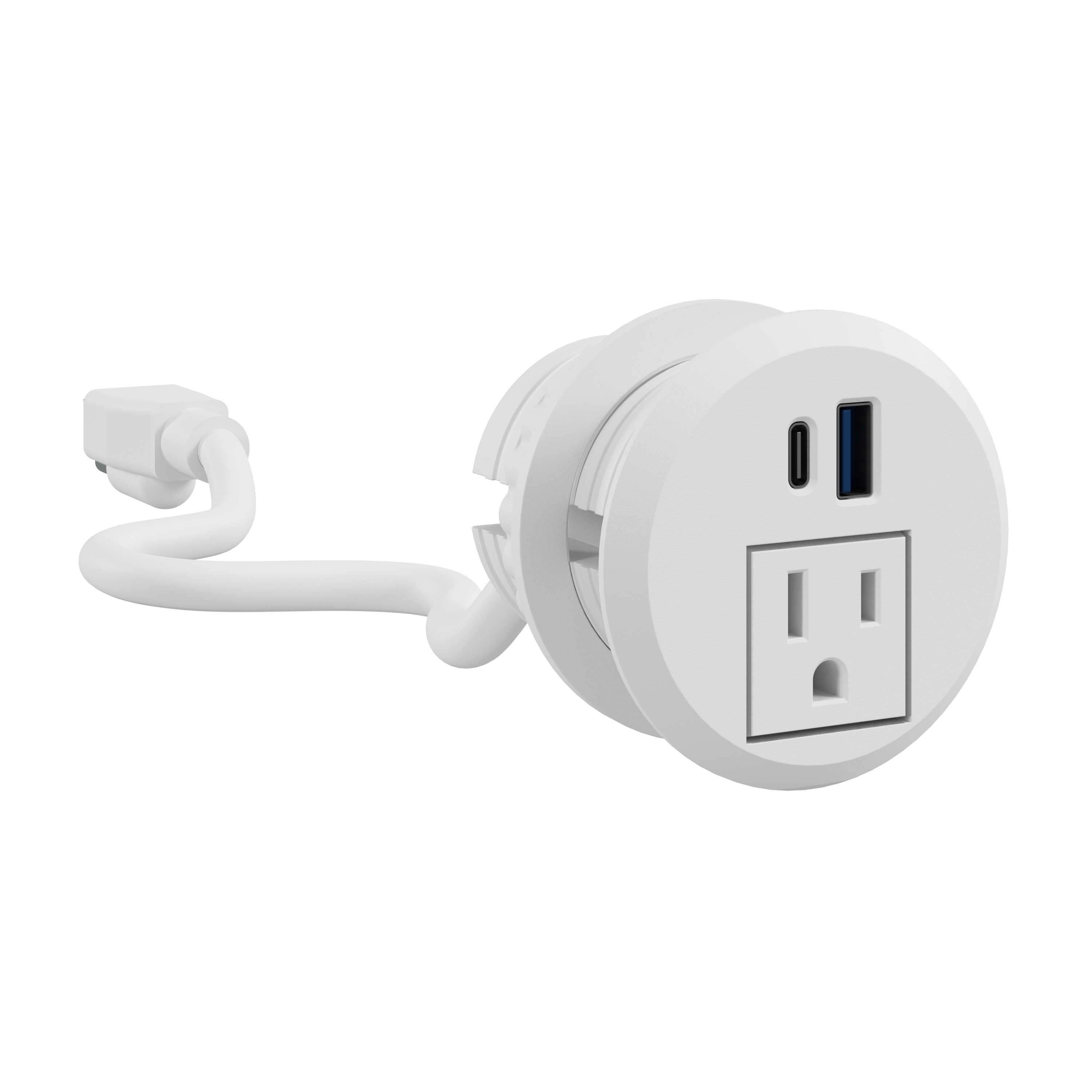 Shop Bush Business Furniture 2-inch Desktop Power Grommet with AC Outlet and USB-A/USB-C Ports 02 AC99898WH-03 #color_white