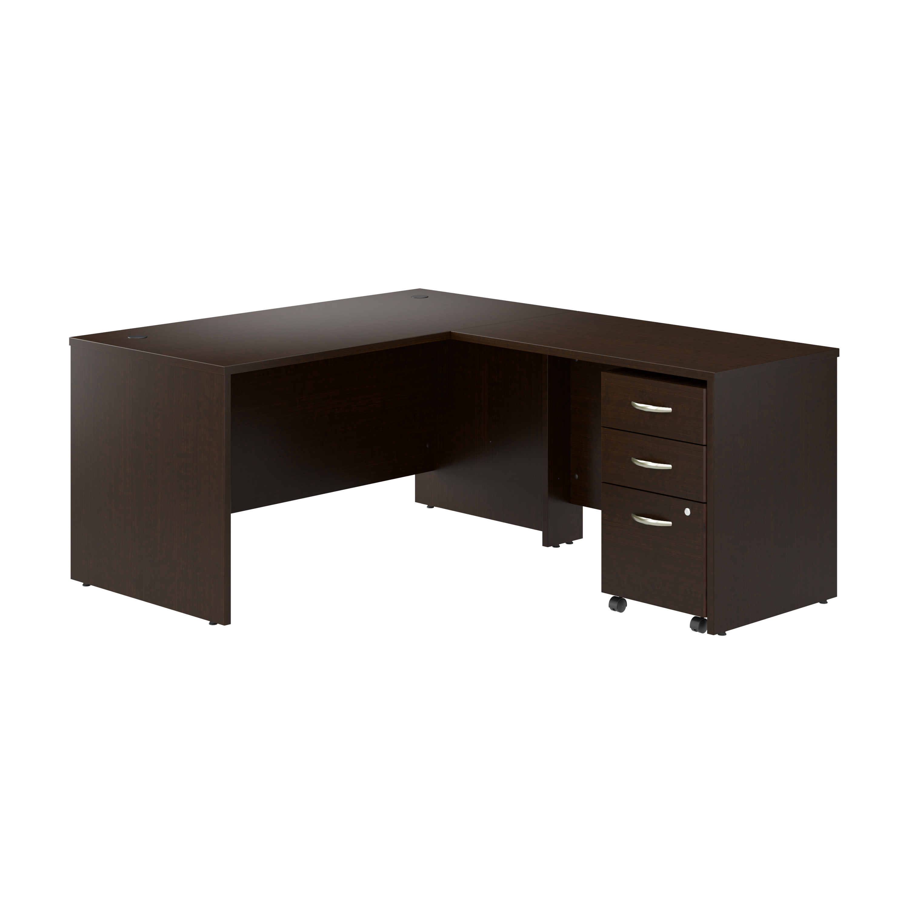 Shop Bush Business Furniture Series C 60W L Shaped Desk with 42W Return and Mobile File Cabinet 02 SRC168MRSU #color_mocha cherry