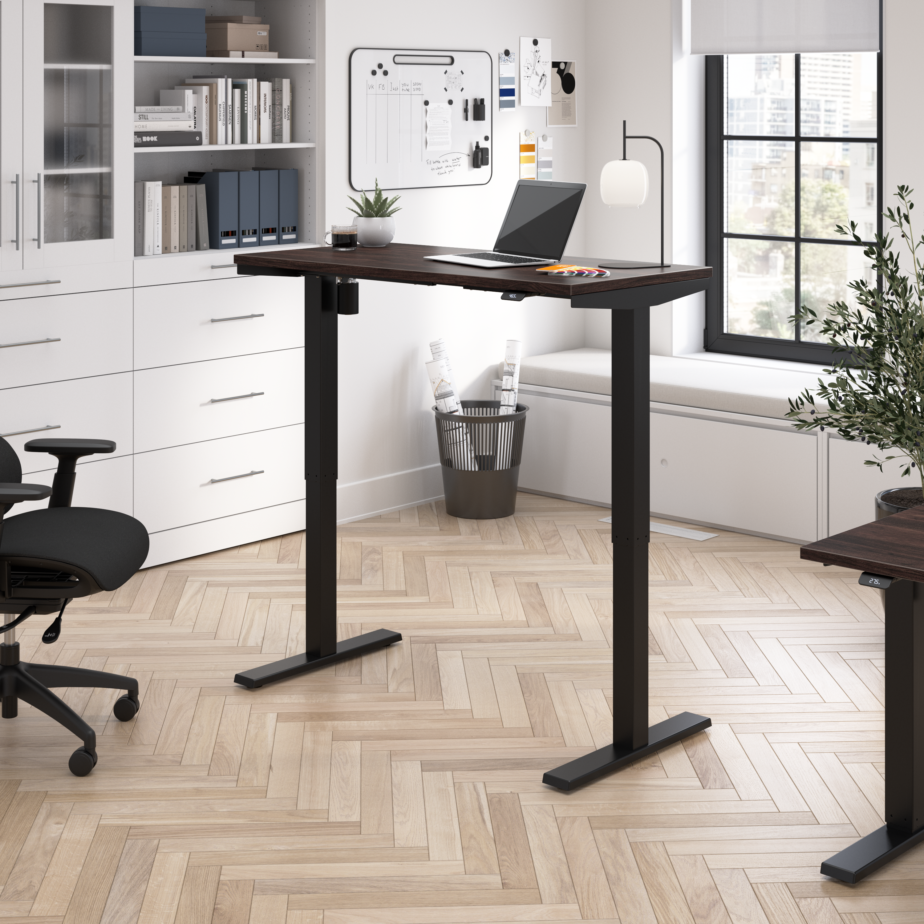 Shop Bush Business Furniture Move 40 Series 48W x 24D Electric Height Adjustable Standing Desk 01 M4S4824BWBK #color_black walnut/black powder coat