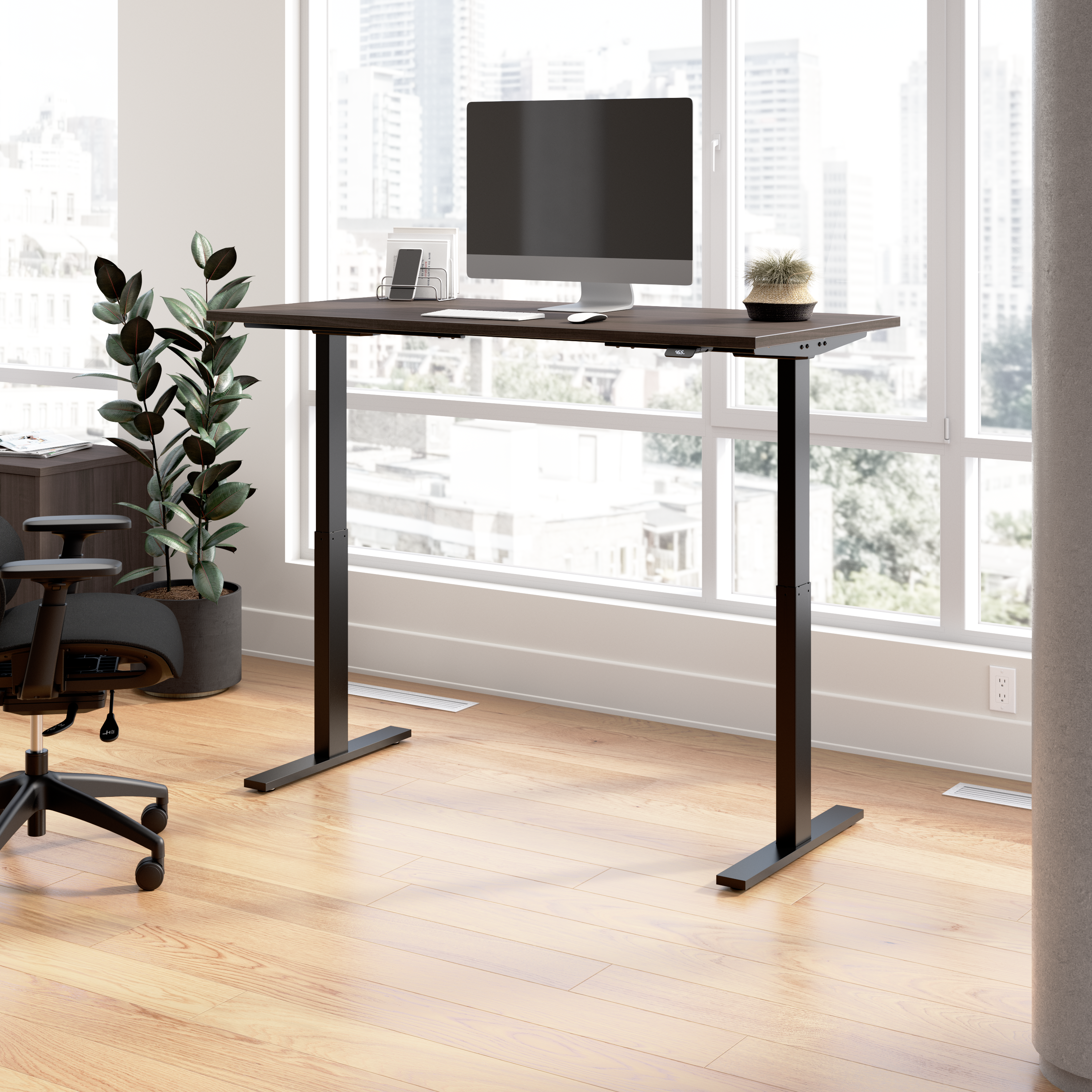 Shop Bush Business Furniture Move 60 Series 60W x 30D Electric Height Adjustable Standing Desk 01 M6S6030SGBK #color_storm gray/black powder coat