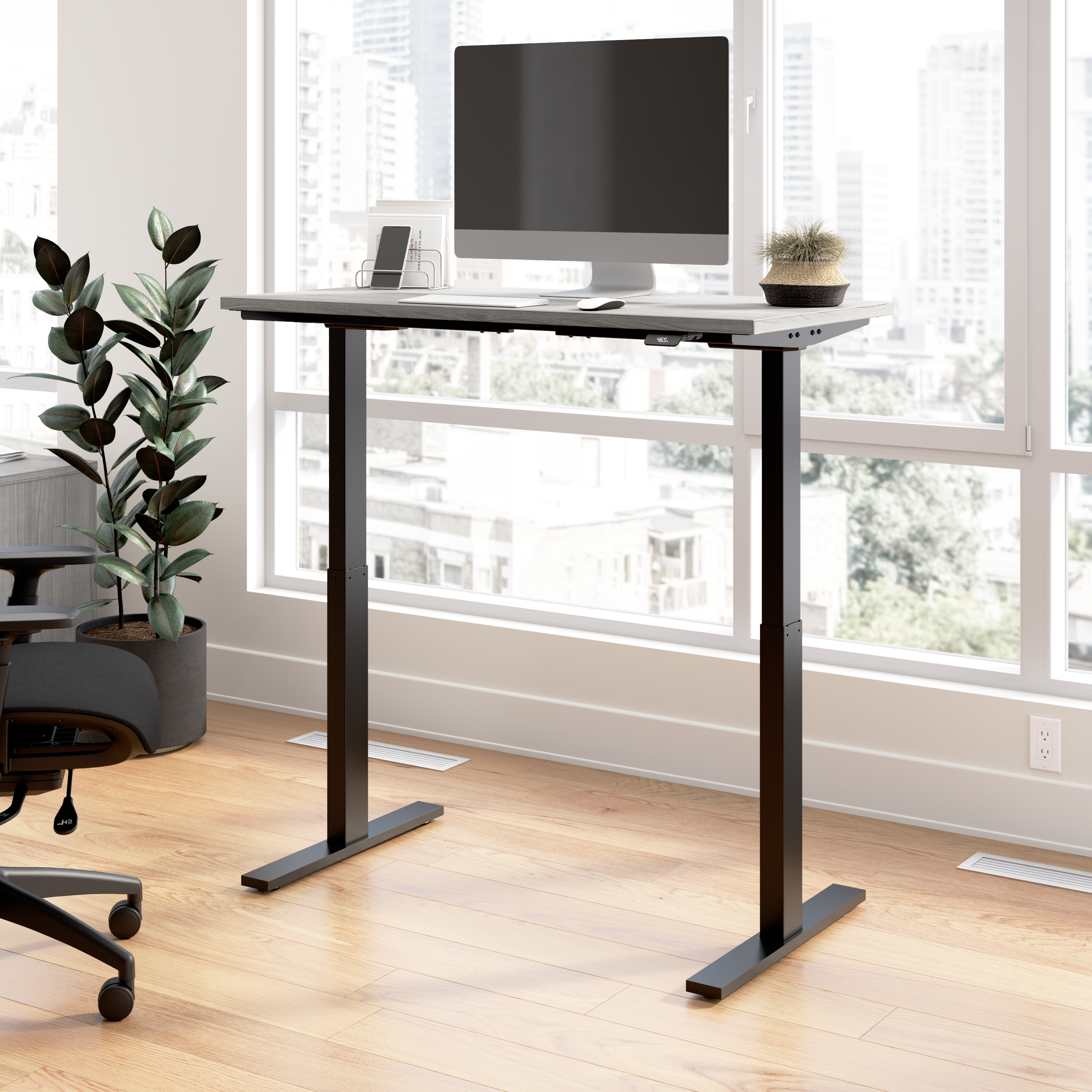 Shop Bush Business Furniture Move 60 Series 48W x 24D Electric Height Adjustable Standing Desk 01 M6S4824PGBK #color_platinum gray/black powder coat