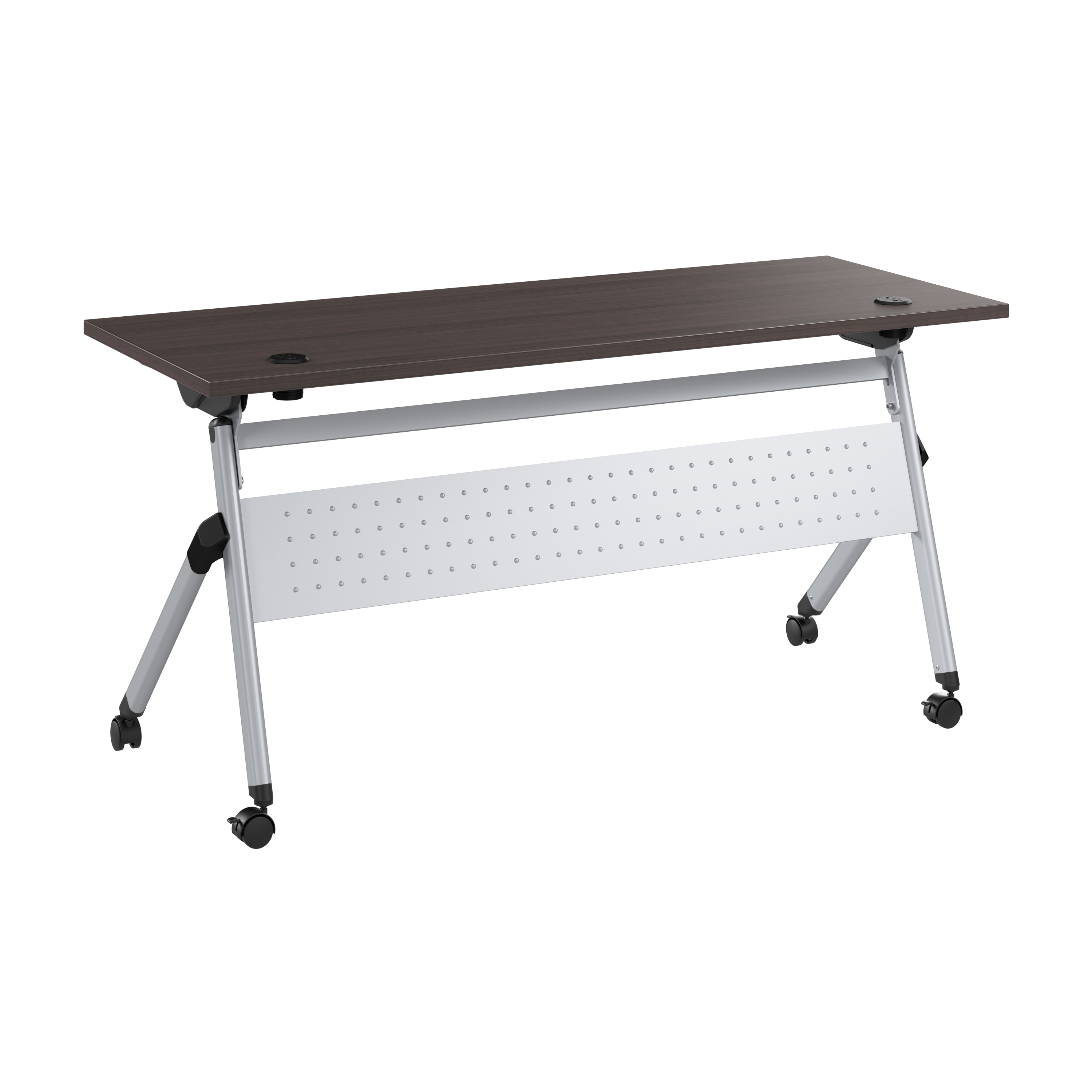 Shop Bush Business Furniture Envision 60W Folding Training Table with Powered Grommets 02 NVS009SG #color_storm gray/cool gray metallic