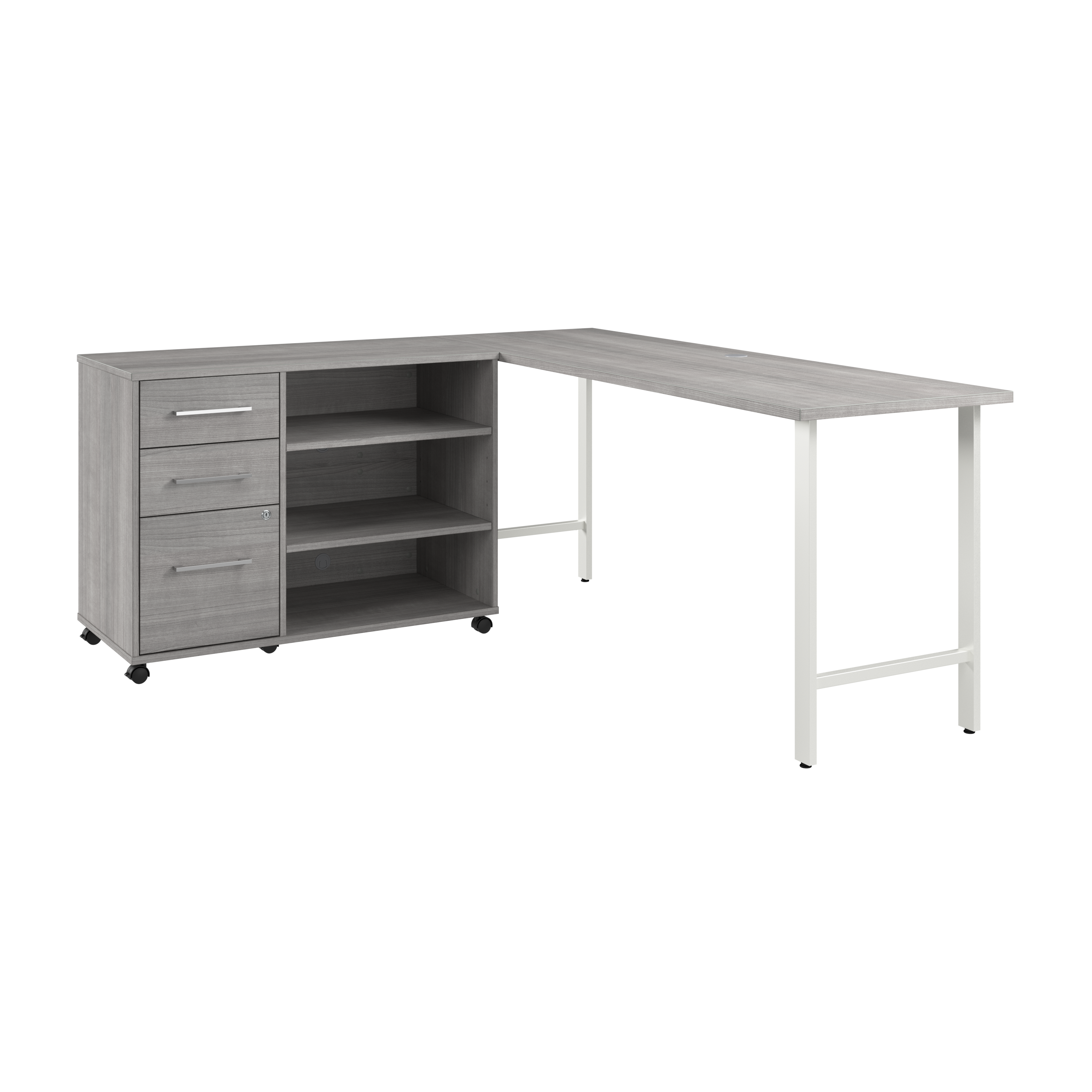 Shop Bush Business Furniture Hustle 72W x 24D Computer Desk and Storage Cabinet with Drawers and Shelves 02 HUS008PG #color_platinum gray