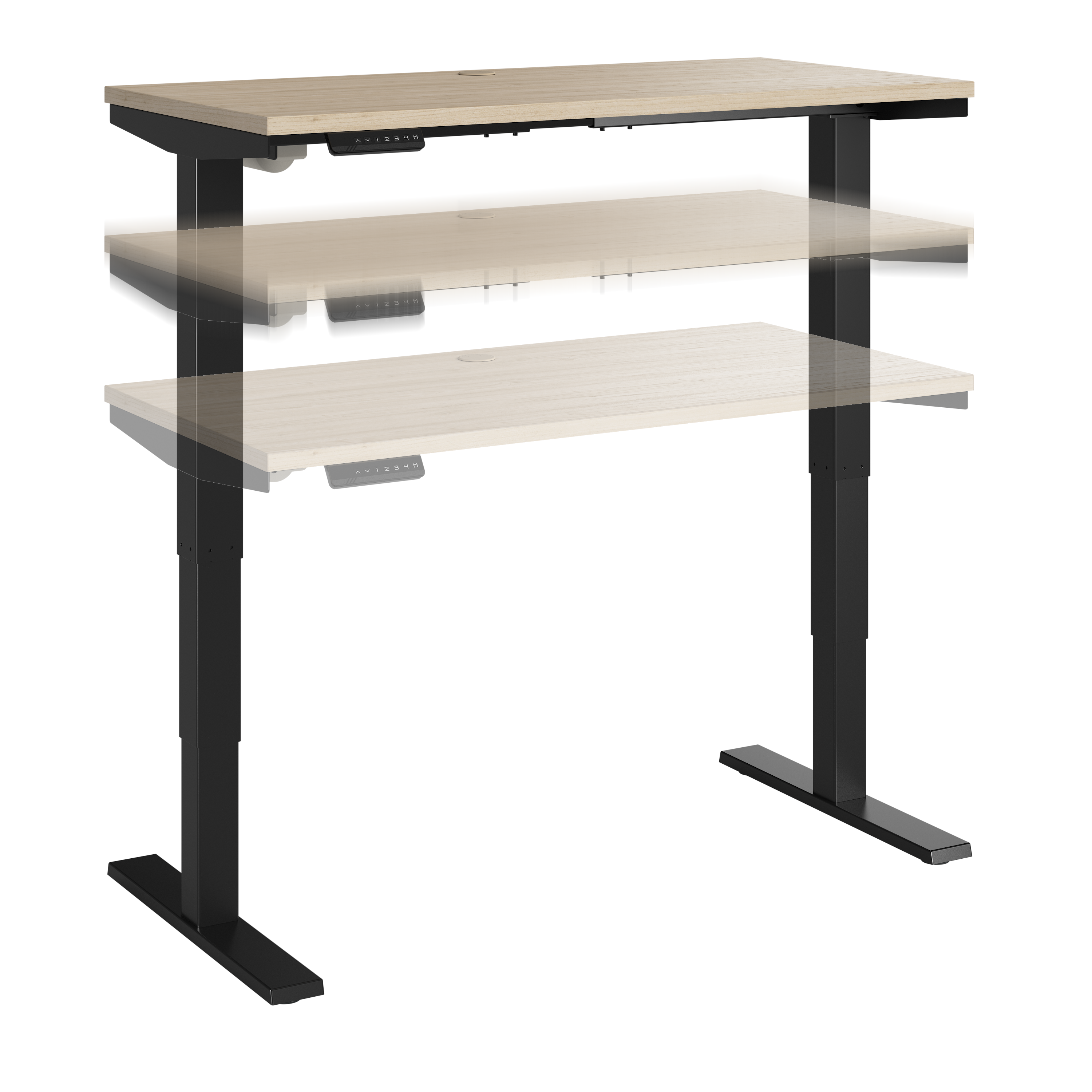 Shop Move 40 Series by Bush Business Furniture 48W x 24D Electric Height Adjustable Standing Desk 02 M4S4824NEBK #color_natural elm/black powder coat