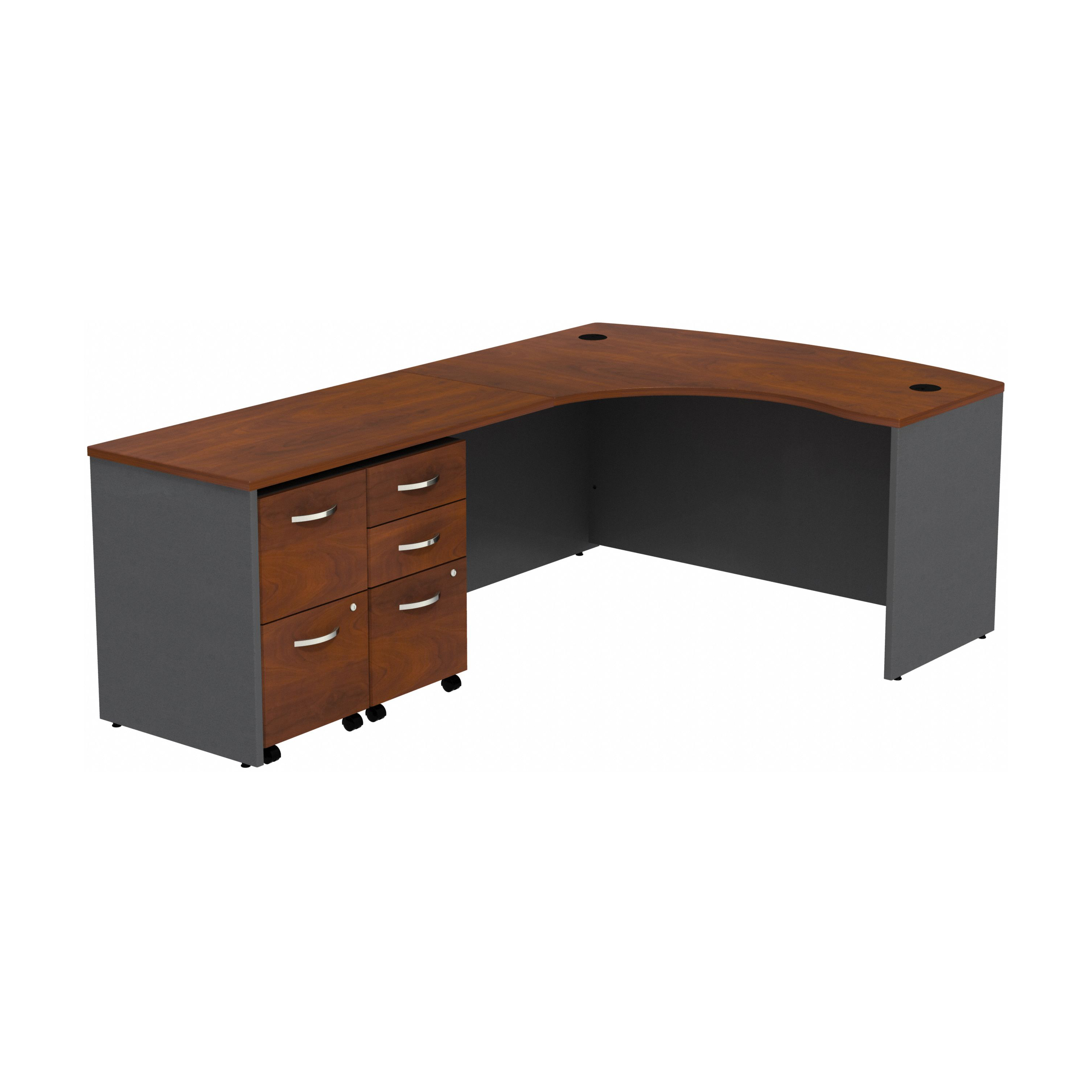 Shop Bush Business Furniture Series C Bow Front Left Handed L Shaped Desk with 2 Mobile Pedestals 02 SRC034HCLSU #color_hansen cherry