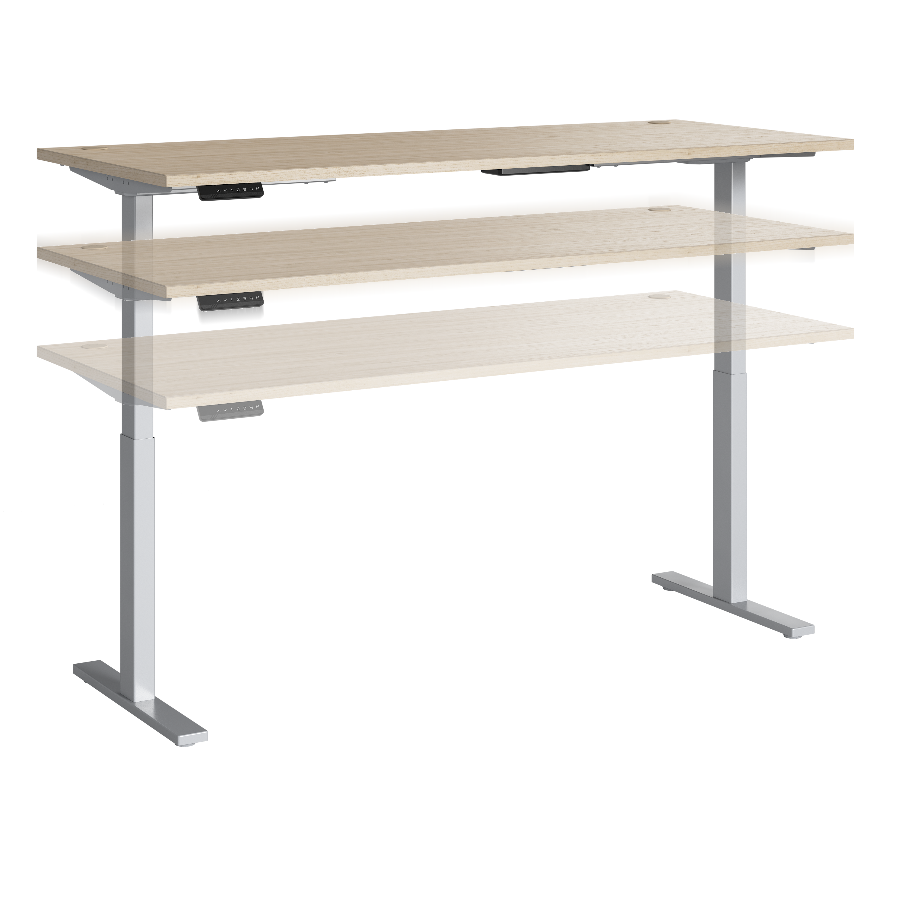 Shop Bush Business Furniture Move 60 Series 72W x 30D Electric Height Adjustable Standing Desk 02 M6S7230NESK #color_natural elm/cool gray metallic