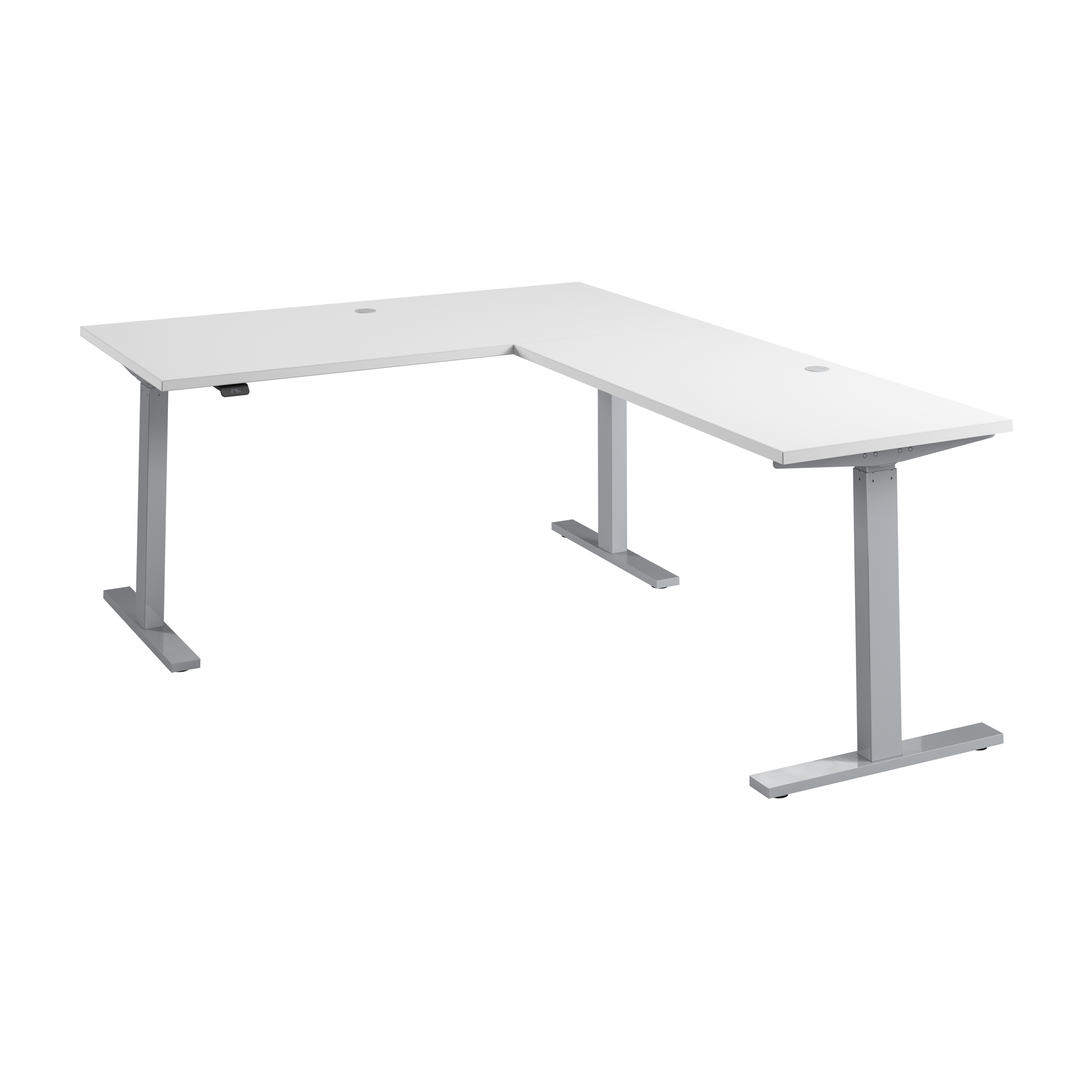 Shop Bush Business Furniture Move 60 Series 60W Height Adjustable L Shaped Standing Desk 02 M6SL6078WHSK #color_white/cool gray metallic