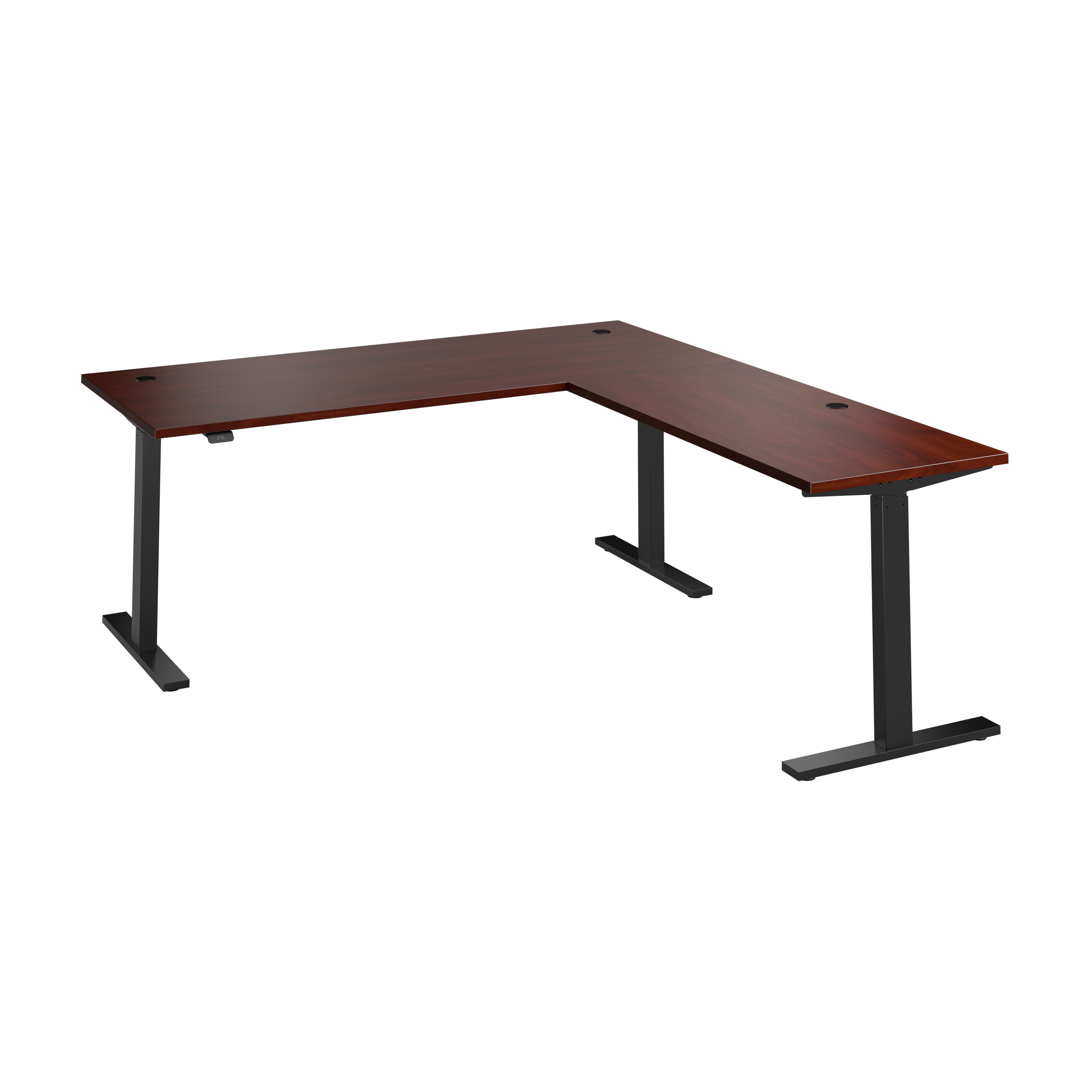 Shop Bush Business Furniture Move 60 Series 72W Height Adjustable L Shaped Standing Desk 02 M6SL7278HCBK #color_hansen cherry/black powder coat