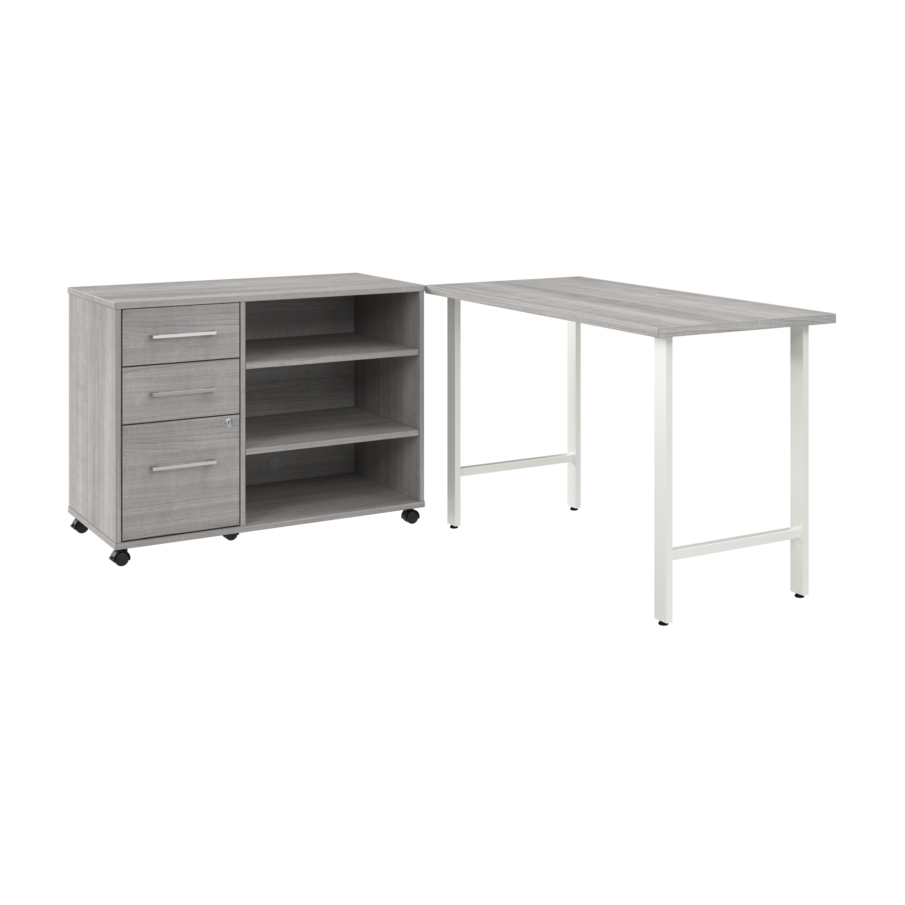 Shop Bush Business Furniture Hustle 48W x 24D Computer Desk and Storage Cabinet with Drawers and Shelves 02 HUS007PG #color_platinum gray