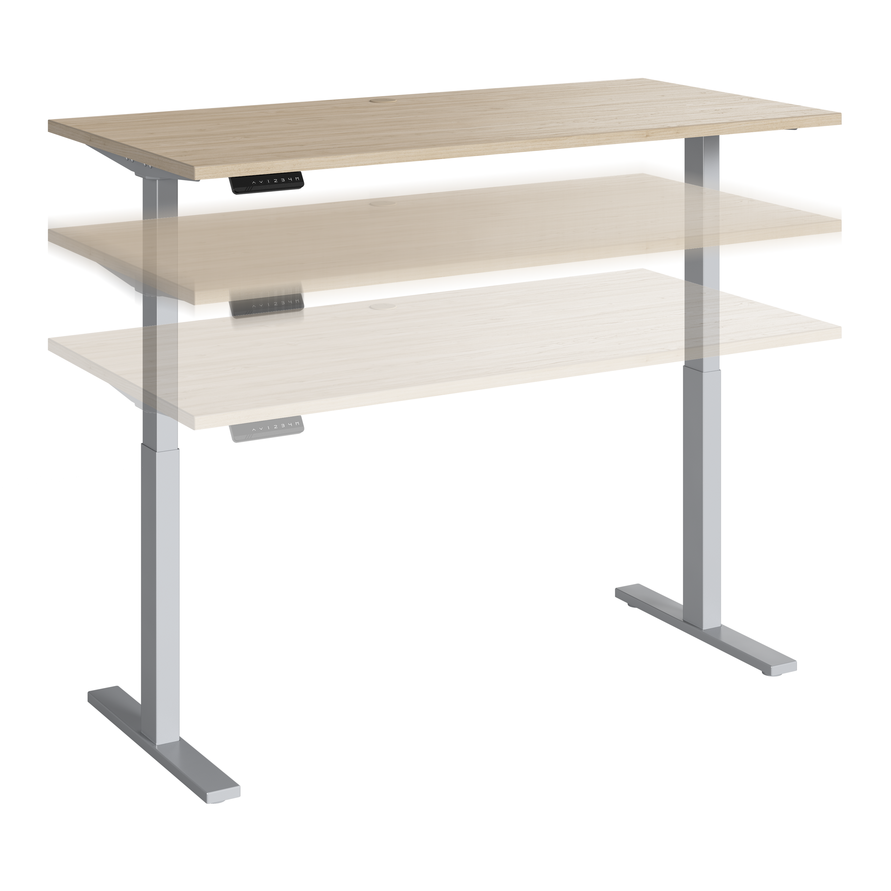 Shop Bush Business Furniture Move 60 Series 60W x 30D Electric Height Adjustable Standing Desk 02 M6S6030NESK #color_natural elm/cool gray metallic