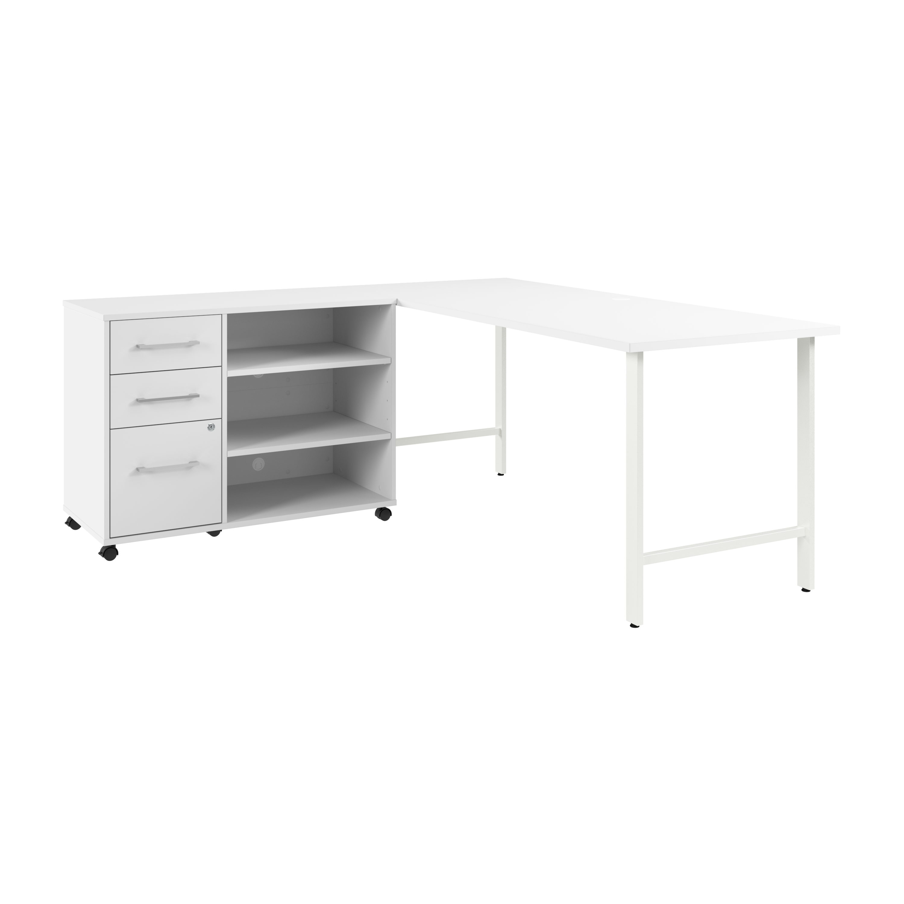 Shop Bush Business Furniture Hustle 72W x 30D Computer Desk and Storage Cabinet with Drawers and Shelves 02 HUS010WH #color_white