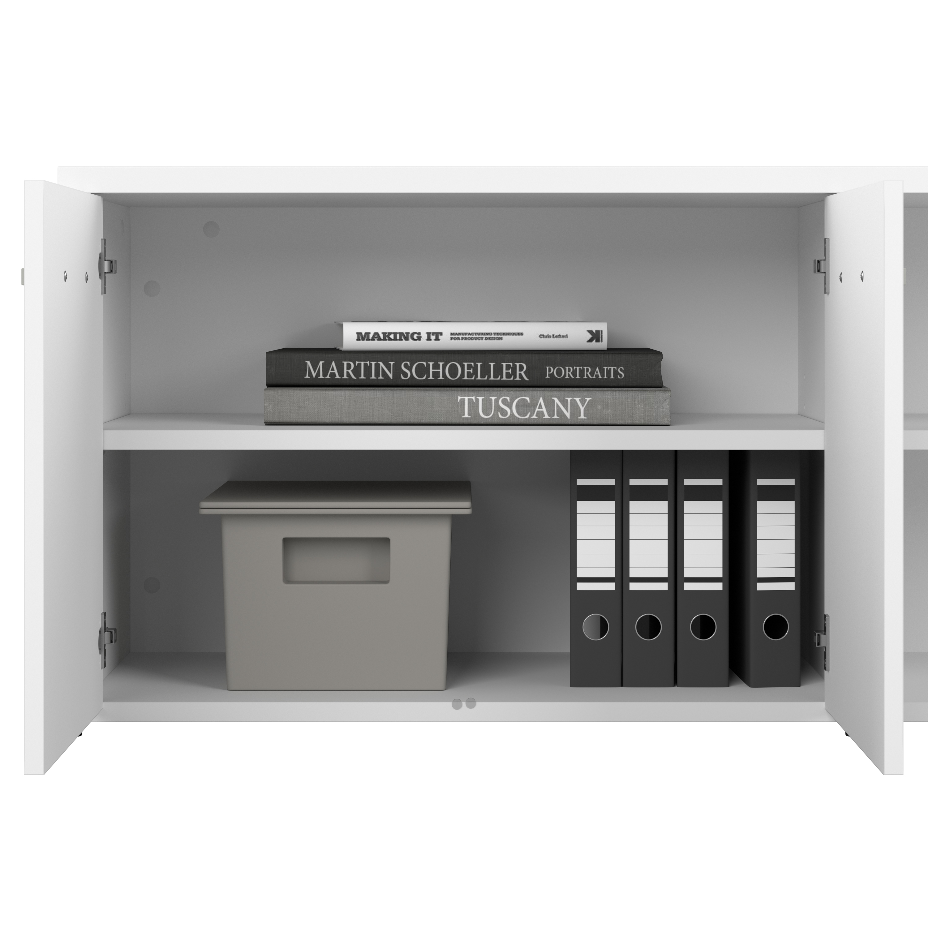 Shop Bush Business Furniture Studio A 60W Computer Desk with Mobile File Cabinet and Low Storage Cabinet 08 STA006WHSU #color_white