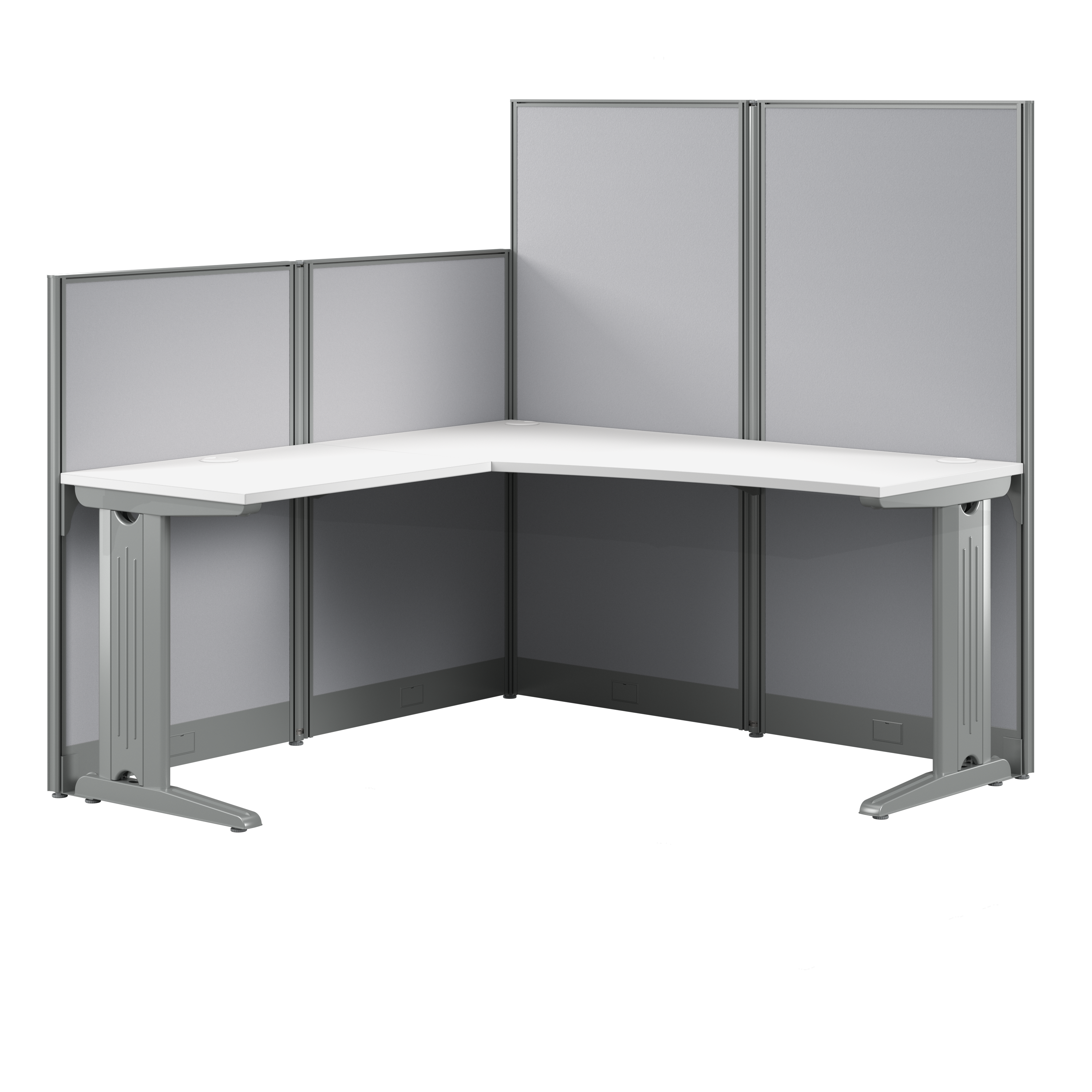 Shop Bush Business Furniture Office in an Hour 65W x 65D L Shaped Cubicle Desk 02 WC36194-03K #color_pure white