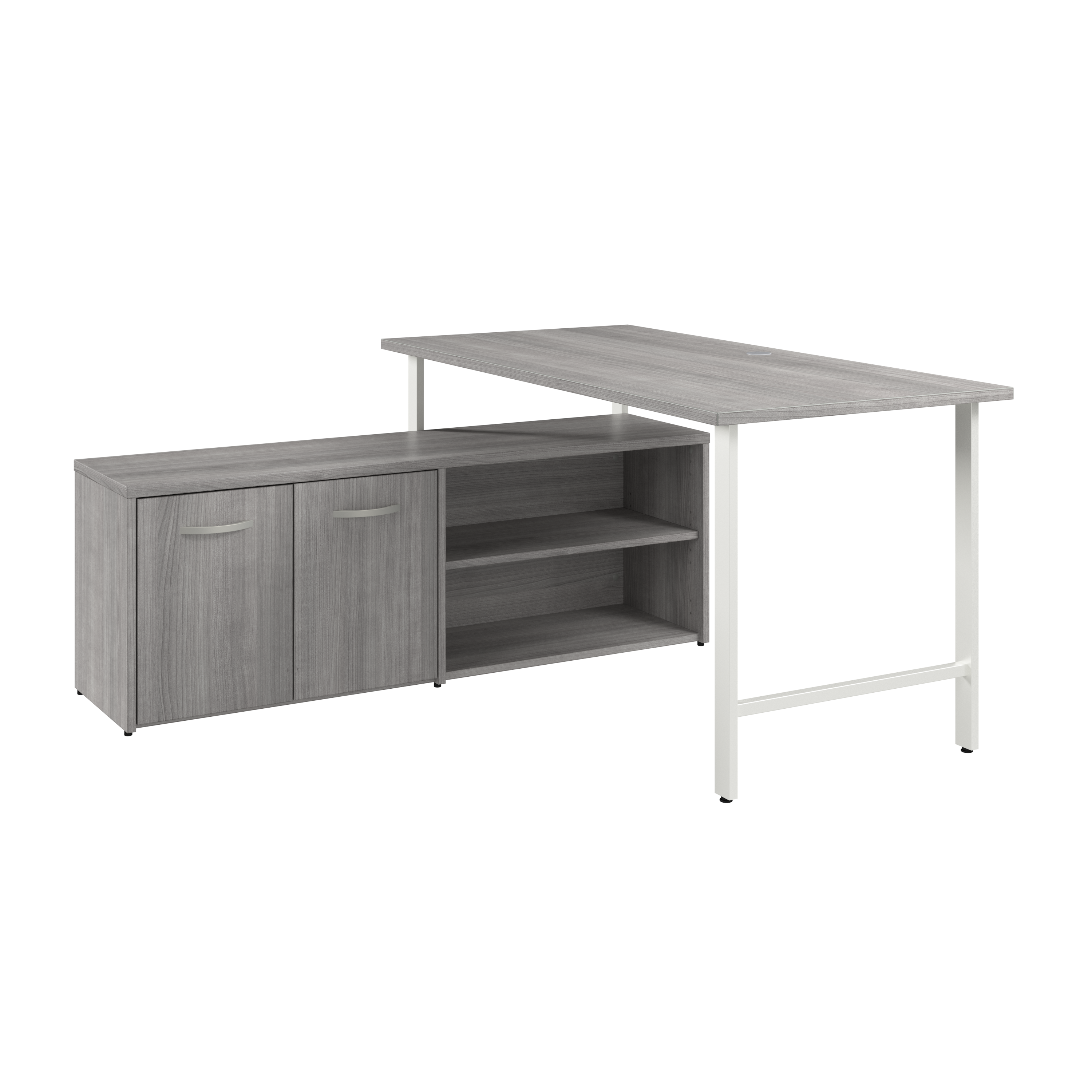 Shop Bush Business Furniture Hustle 60W x 30D Computer Desk and Low Storage Cabinet with Doors and Shelves 02 HUS011PG #color_platinum gray