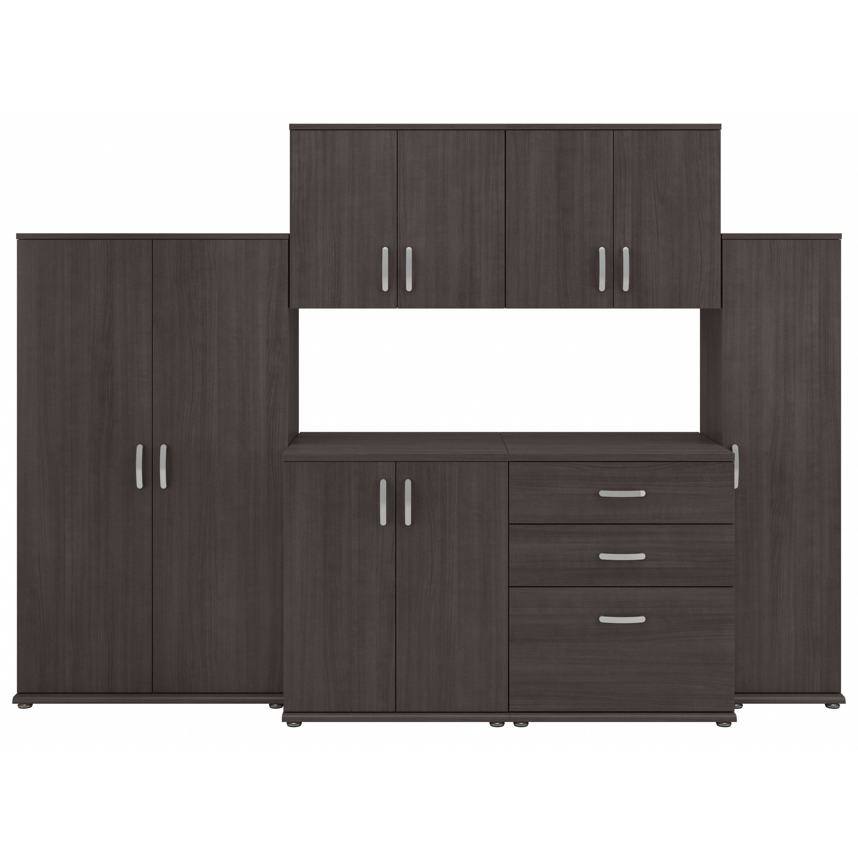 Shop Bush Business Furniture Universal 108W 6 Piece Modular Storage Set with Floor and Wall Cabinets 02 UNS002SG #color_storm gray